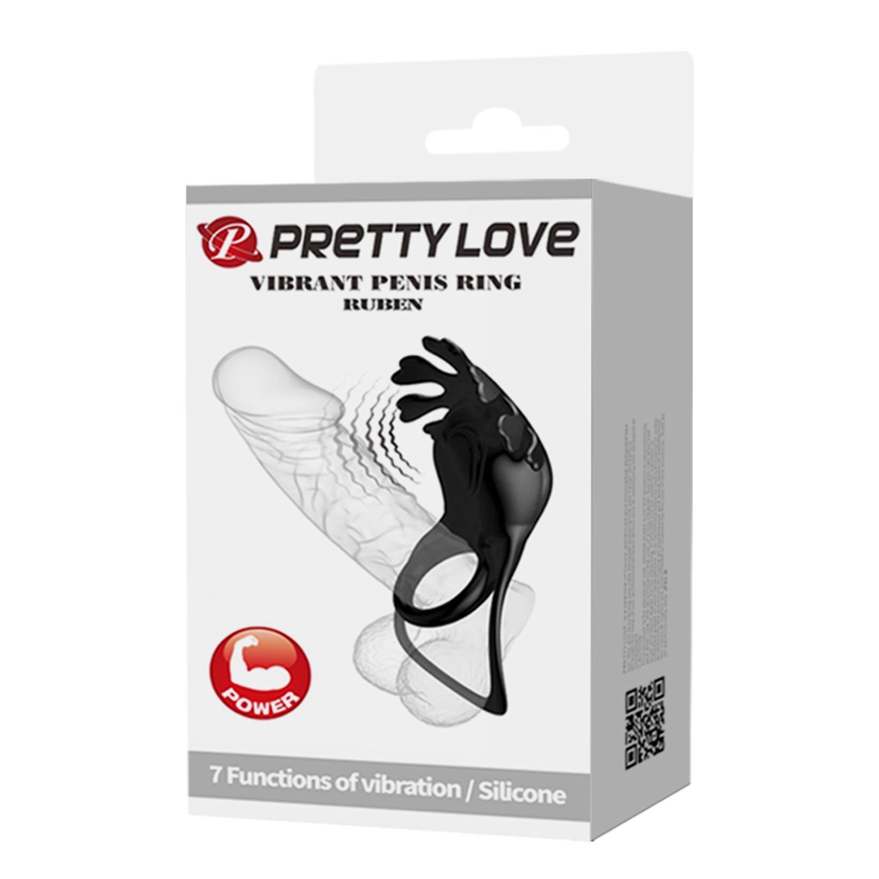 Inel vibrant Pretty Love Ruben, silicon, negru, 7 funcții