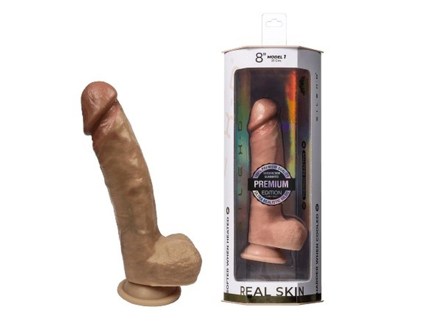 Dildo realist Real Skin Silexd, 20 cm, culoarea pielii, impermeabil