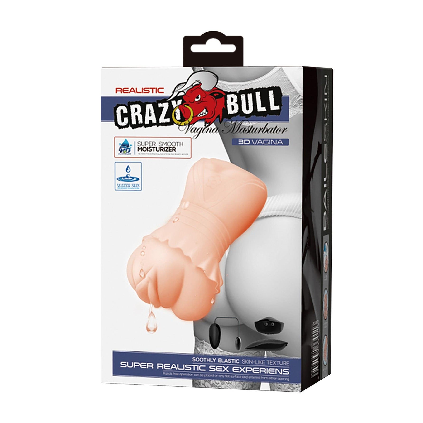 Masturbator vaginal Crazy Bull cu vibrații, alimentat cu baterii AAA