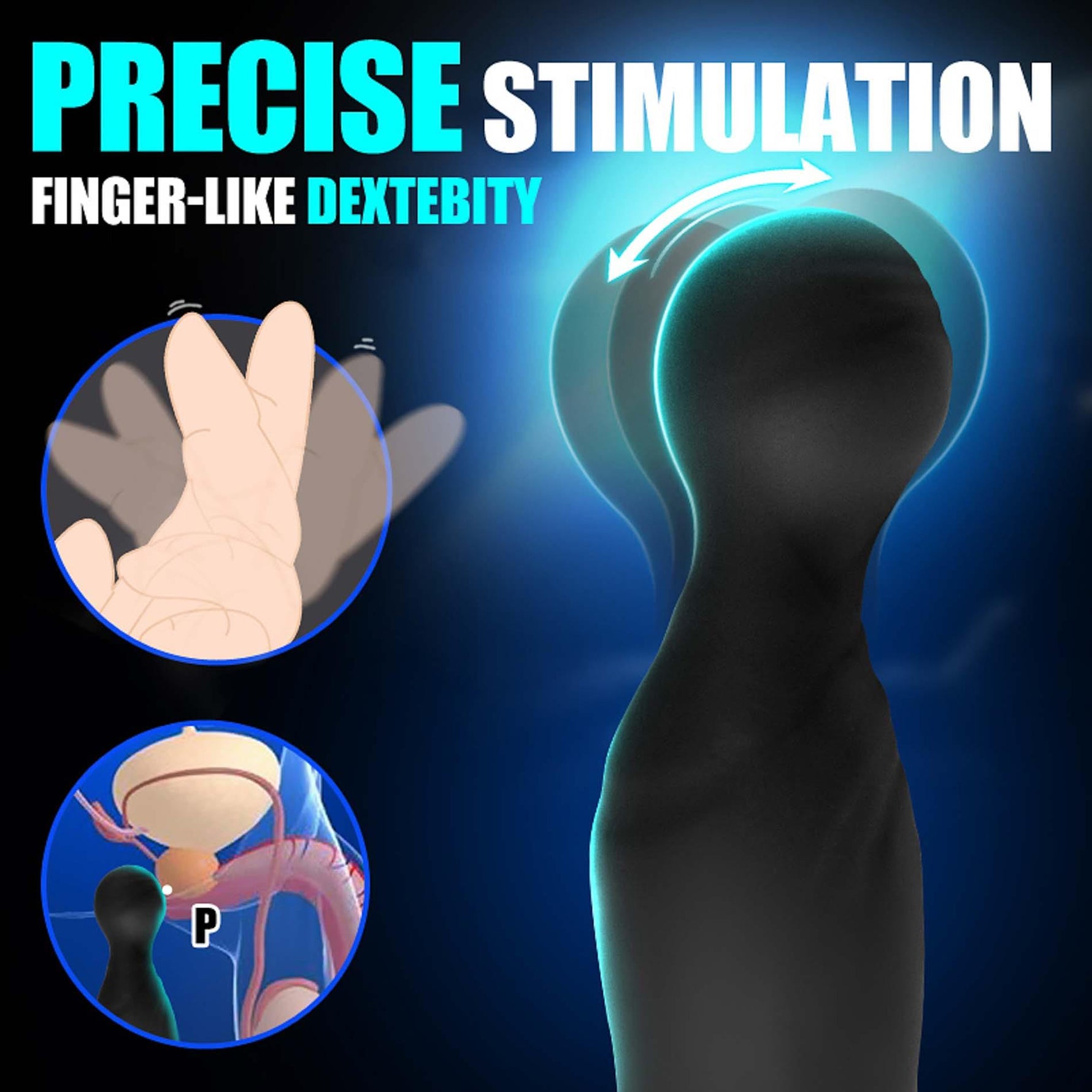 Masaj de prostată cu valuri USB din silicon seria B, drăguț, cu telecomandă, 15 cm