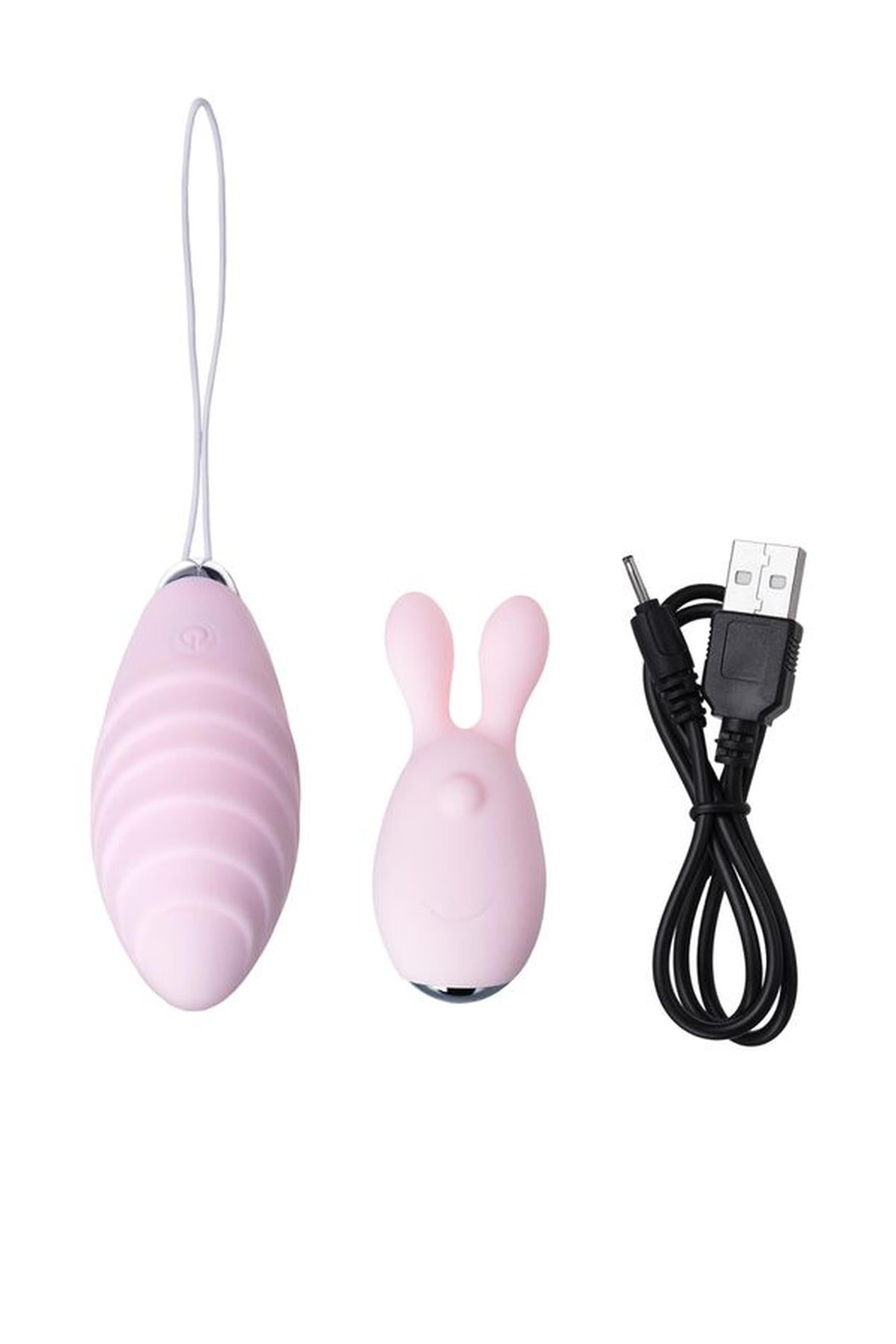 JOS VITA Ou vibrant pentru deget cu capac, roz pudrat, silicon 8,5 cm