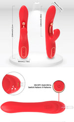Vibrator Nirvana Iepuraș Roșu cu Trei Puncte din Silicon, USB, 22 cm