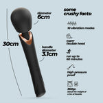 Baghetă masaj USB Crushious Holly din silicon negru, 30 cm