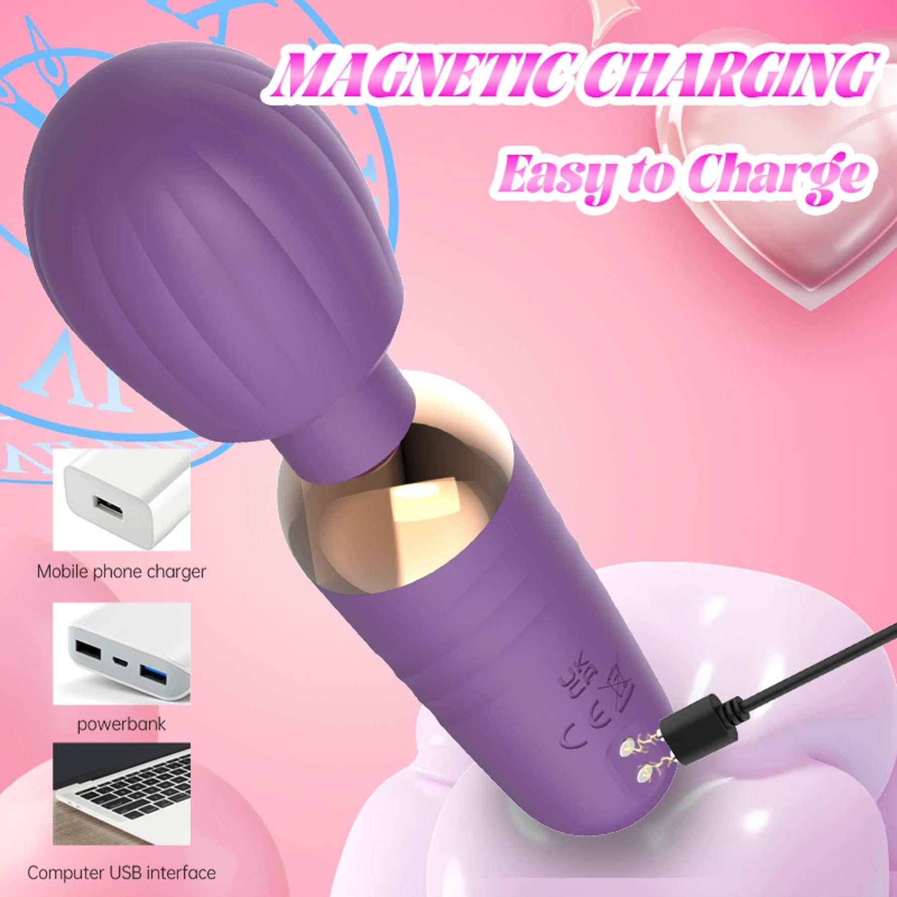 Stimulator Clitoridian Little Fairy Wand din Silicon, Violet, 14 cm