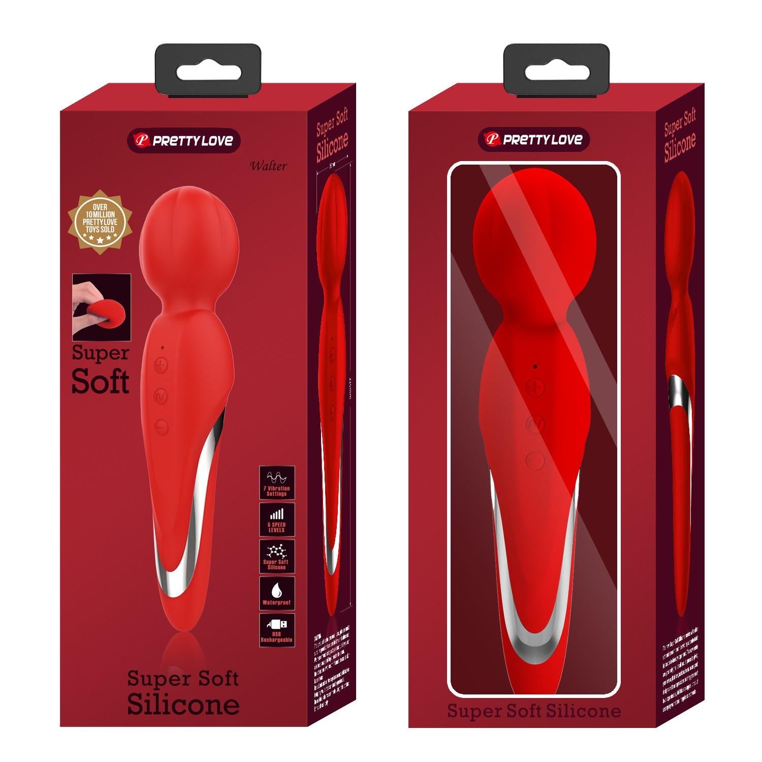 Baghetă de masaj USB Walter Pretty Love din silicon, 7 vibrații