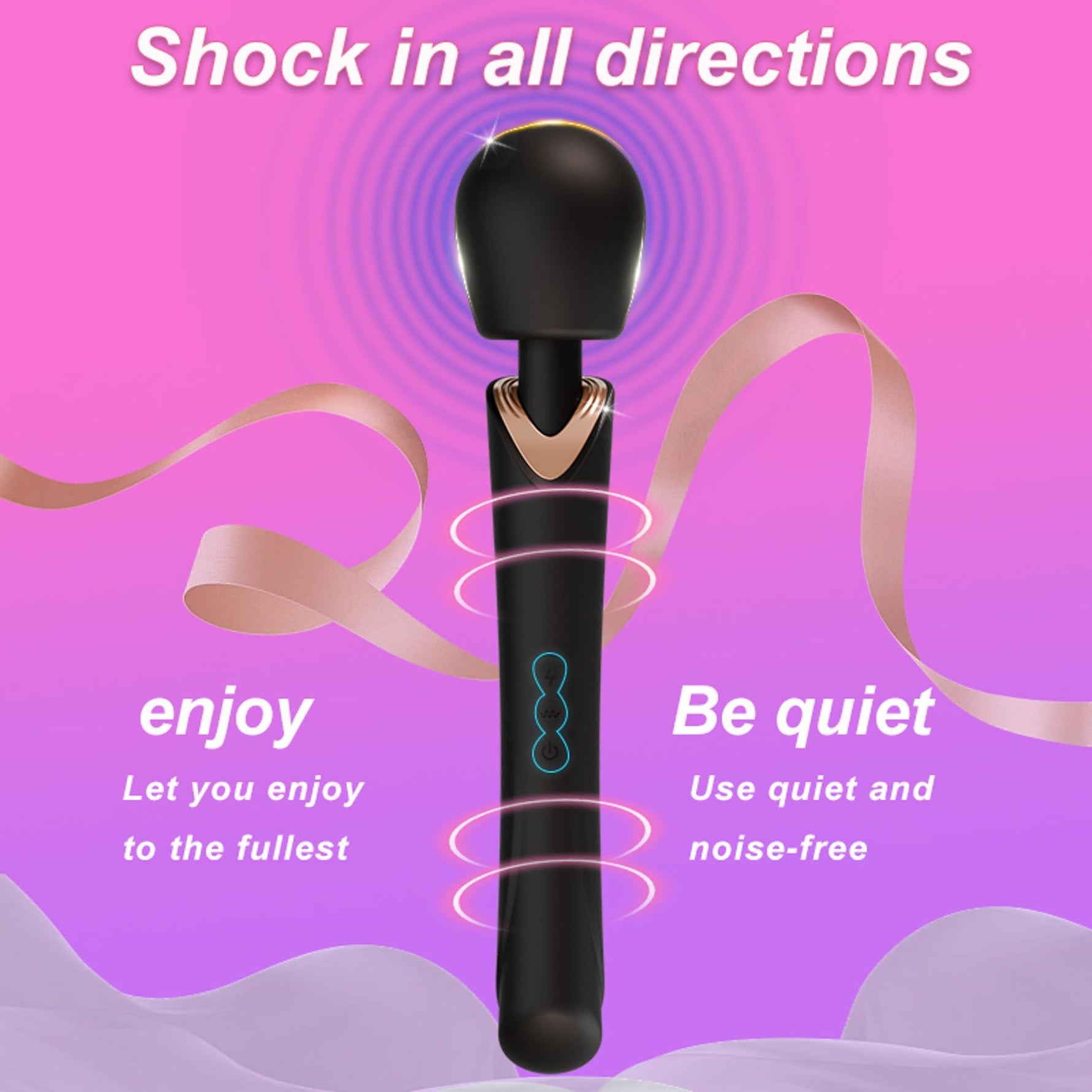 Masaj vibrant Perfect Wand din silicon, negru, USB