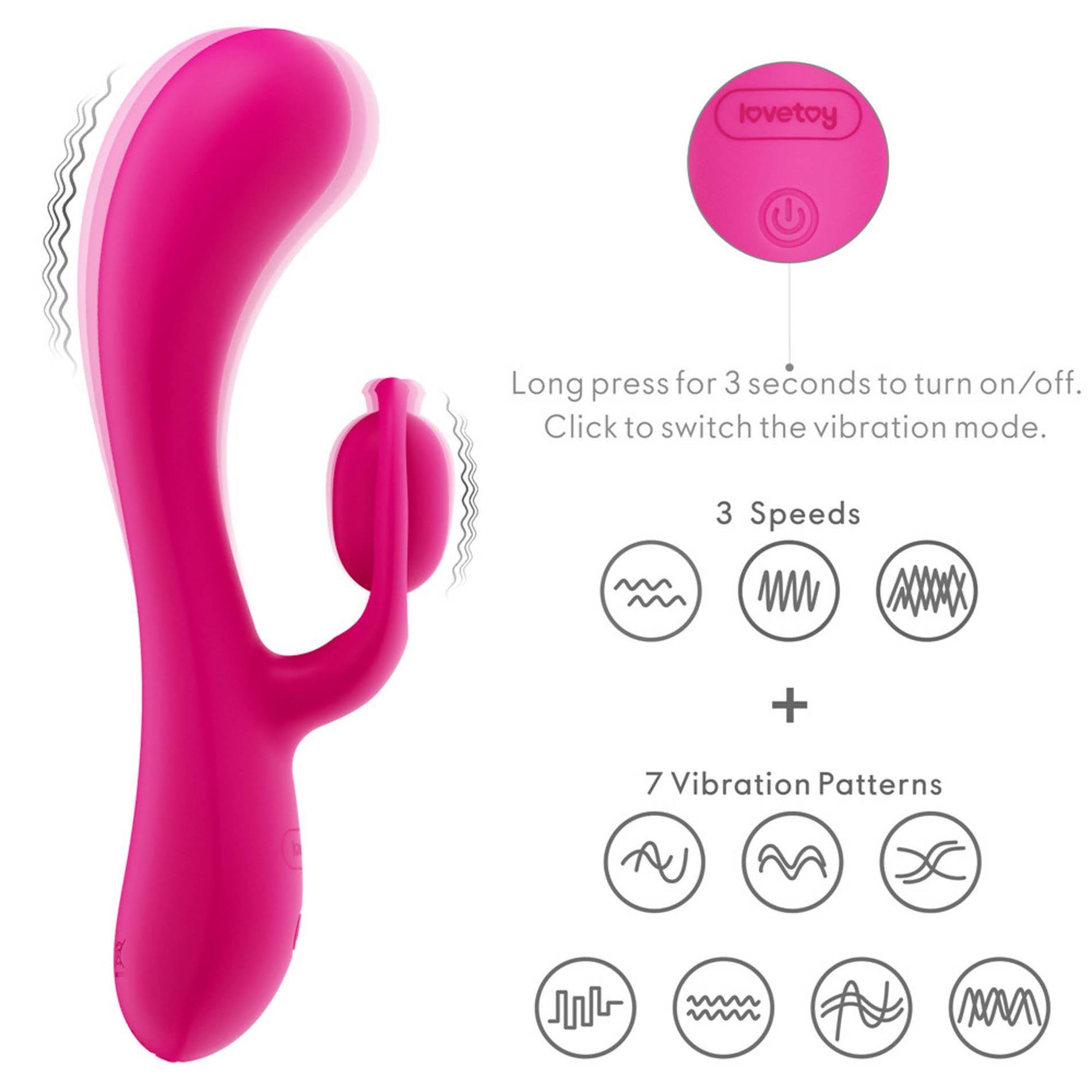 Vibrator USB Lovetoy LAllure Swirl din silicon, în formă de iepuraș, 20 cm