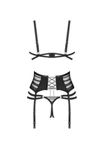 Set lenjerie erotică Obsessive Lune Bellis cu deschidere, negru XS/S
