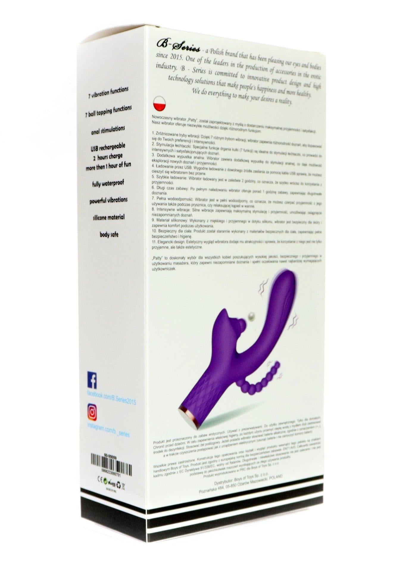 Vibrator Patty Stimulator Clitoridian din Silicon cu Dop Anal USB