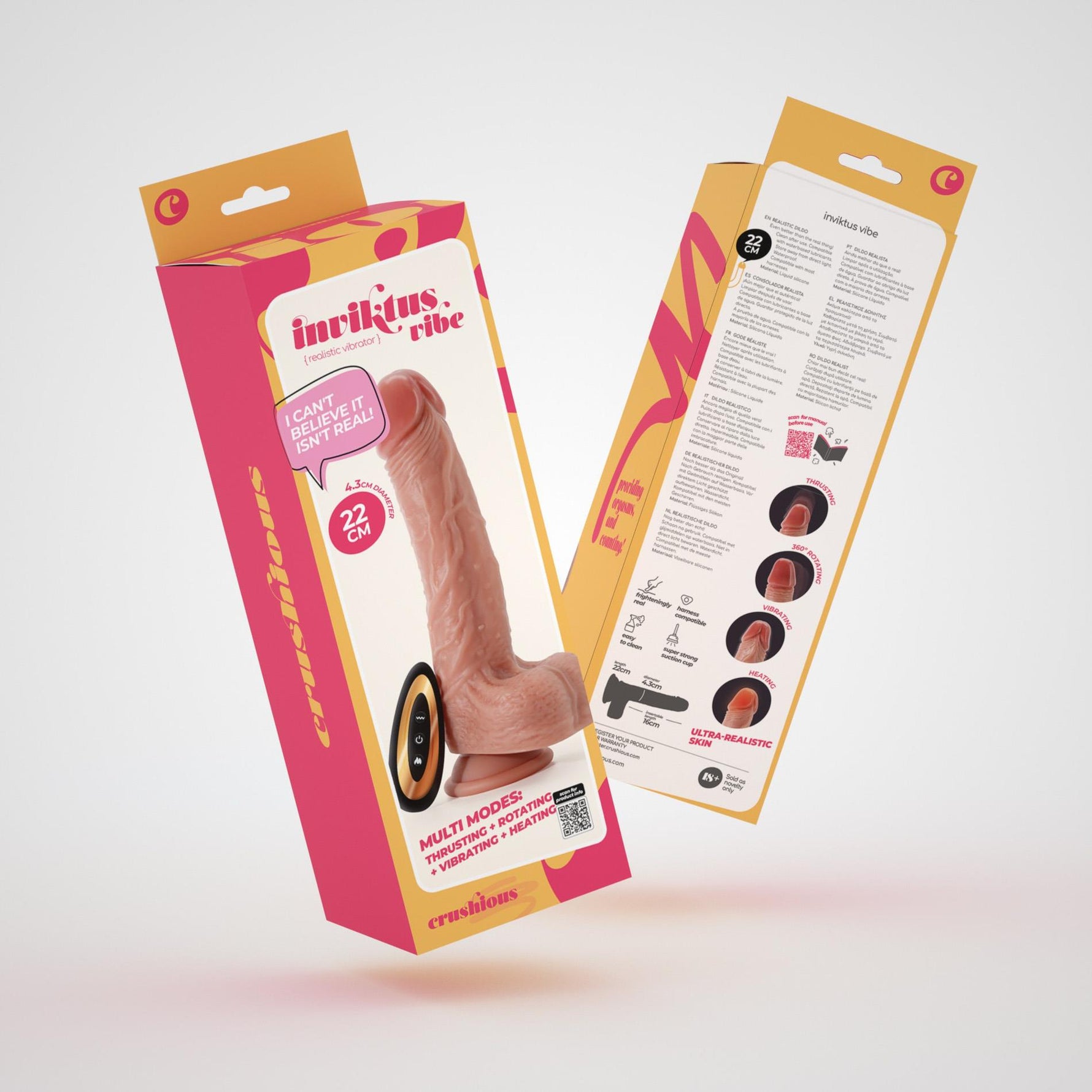 Vibrator realist Inviktus Vibe Crushious cu telecomandă 22 cm