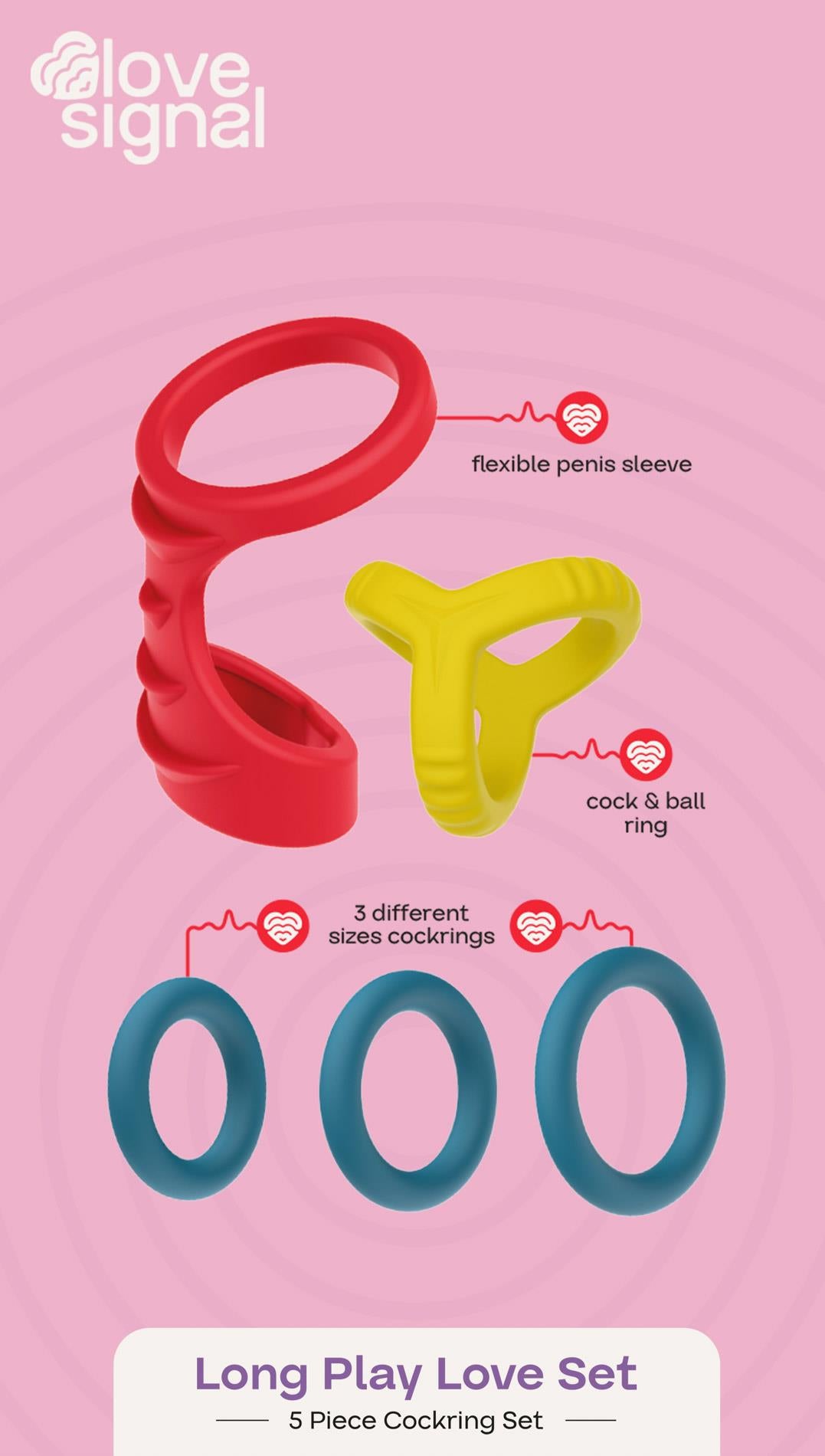 Inele din silicon Dream Toys Long Play Love Set
