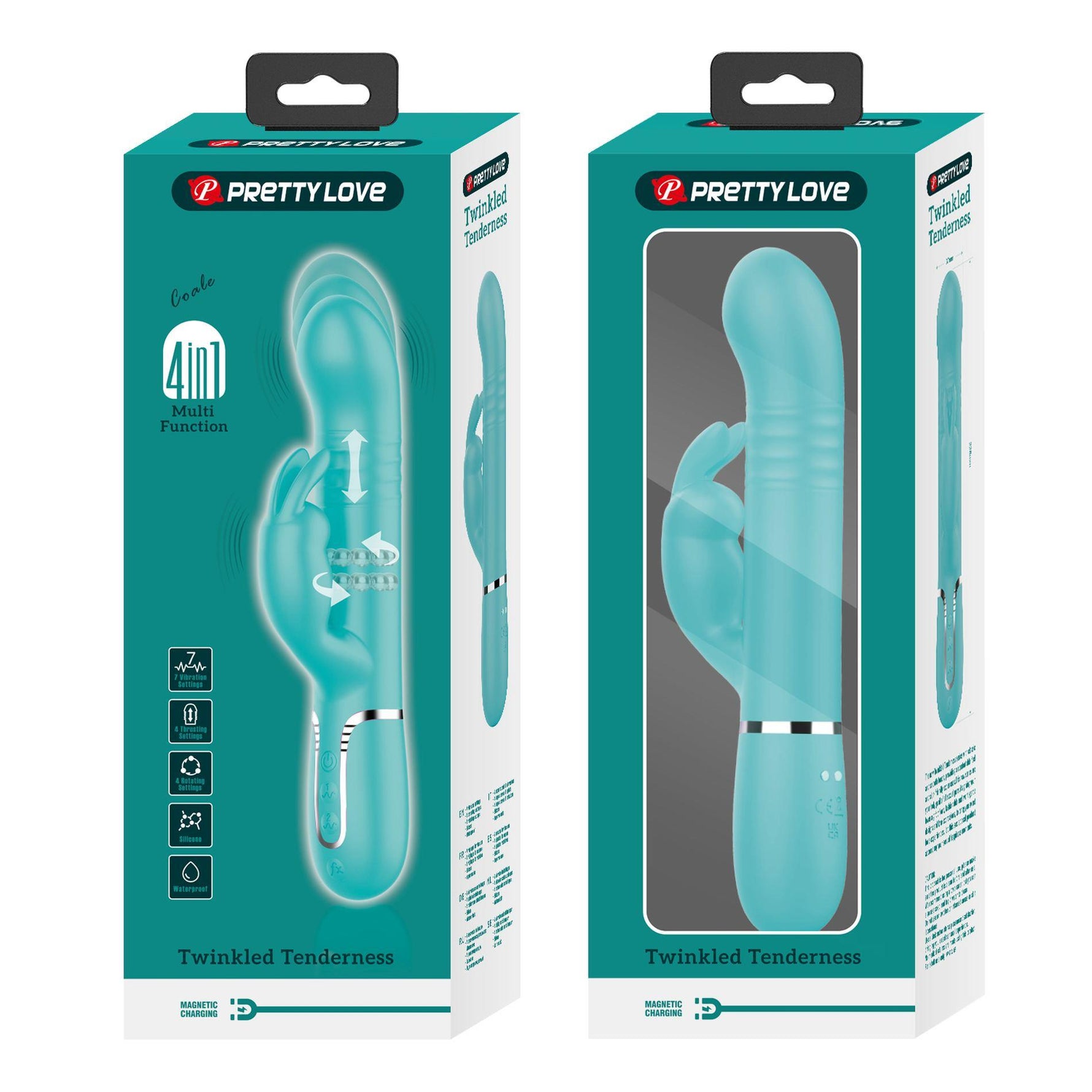 Vibrator Pretty Love Coale Twinkled Bunny cu 7 funcții de vibrație
