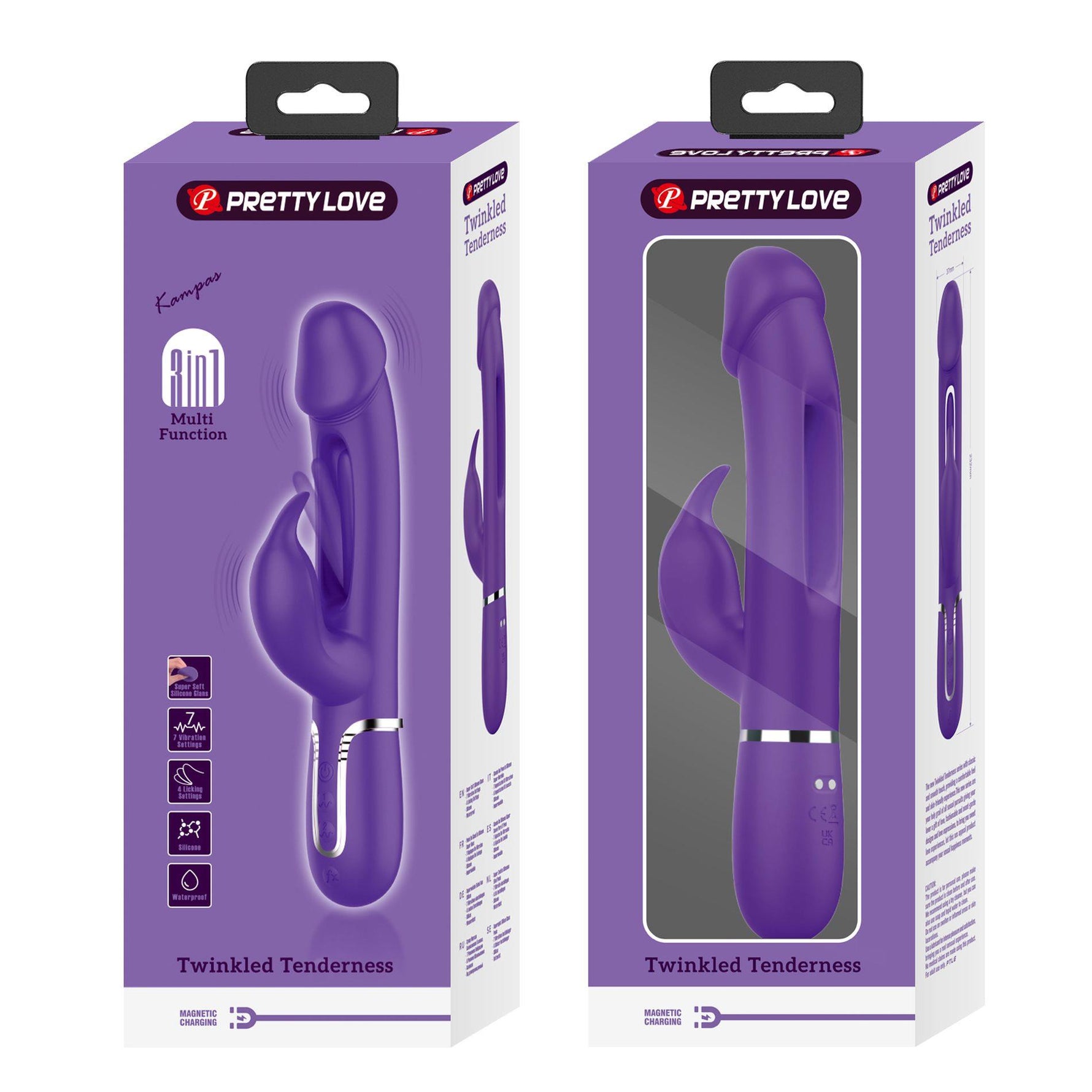 Vibrator Pretty Love Kampas cu model iepuraș violet, cu 7 funcții