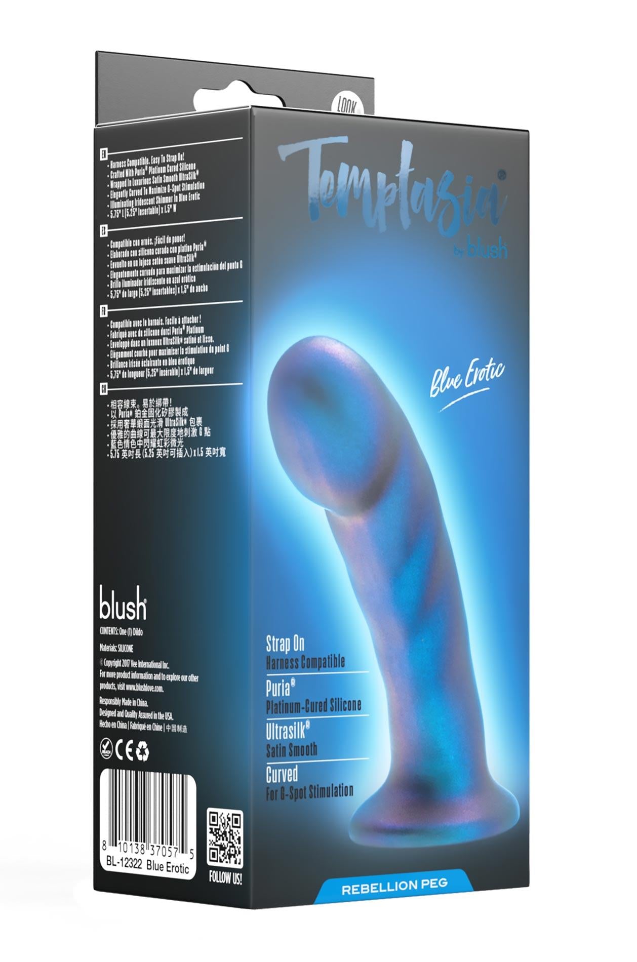 Dildo Temptasia Rebellion din silicon albastru 14 cm