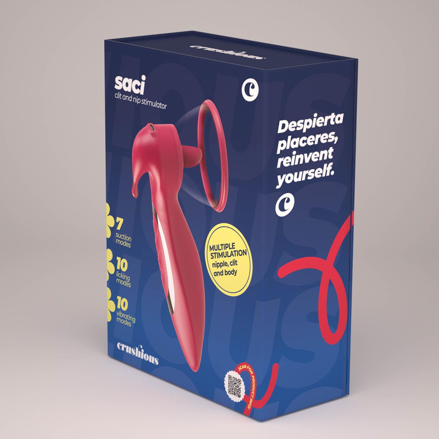 Stimulator de ventoză USB din silicon Crushious Saci 17,7 cm