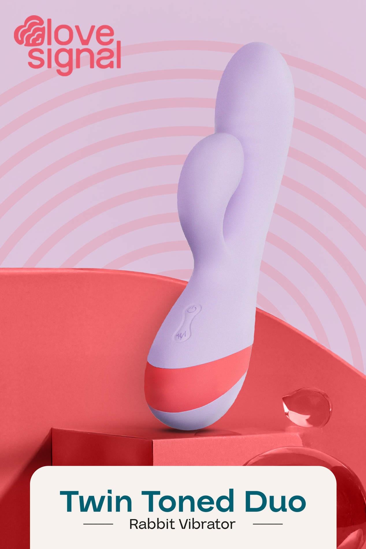 Vibrator USB Dream Toys Duo din silicon cu două tone, în formă de iepuraș, 19 cm