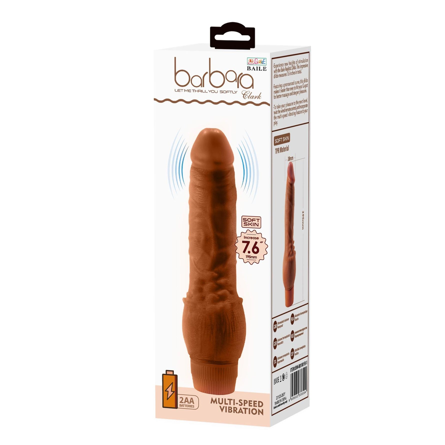 Vibrator realist Baile Barbara Clark 7.6'' cu viteză multiplă și 2 pile AA