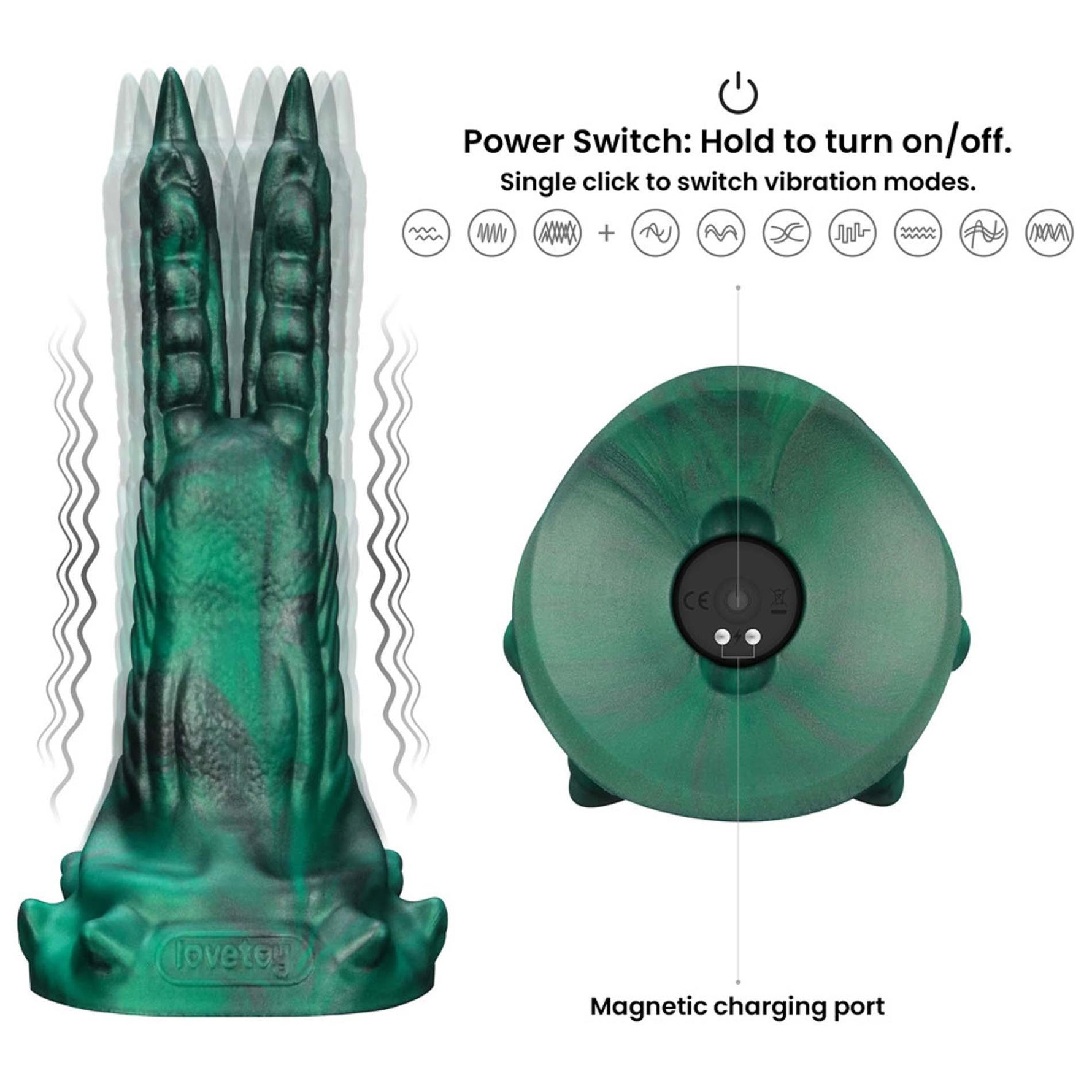 Dildo vibrant Lovetoy din silicon cu gheare duble 19 cm