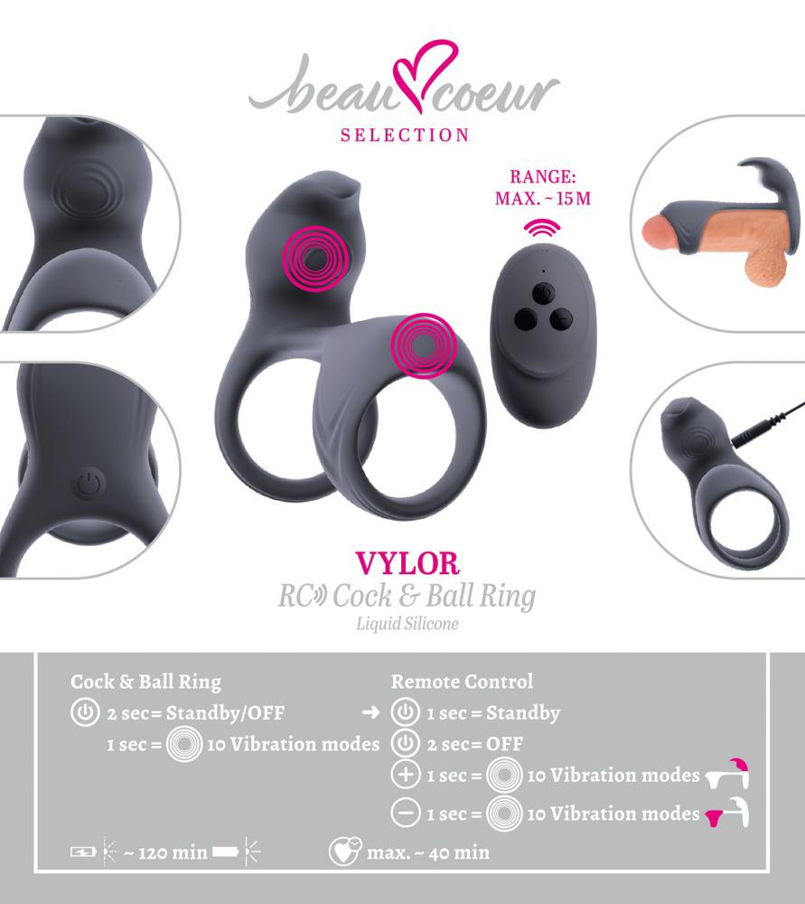 Inel vibrator Beau Coeur Vylor RC cu telecomandă USB