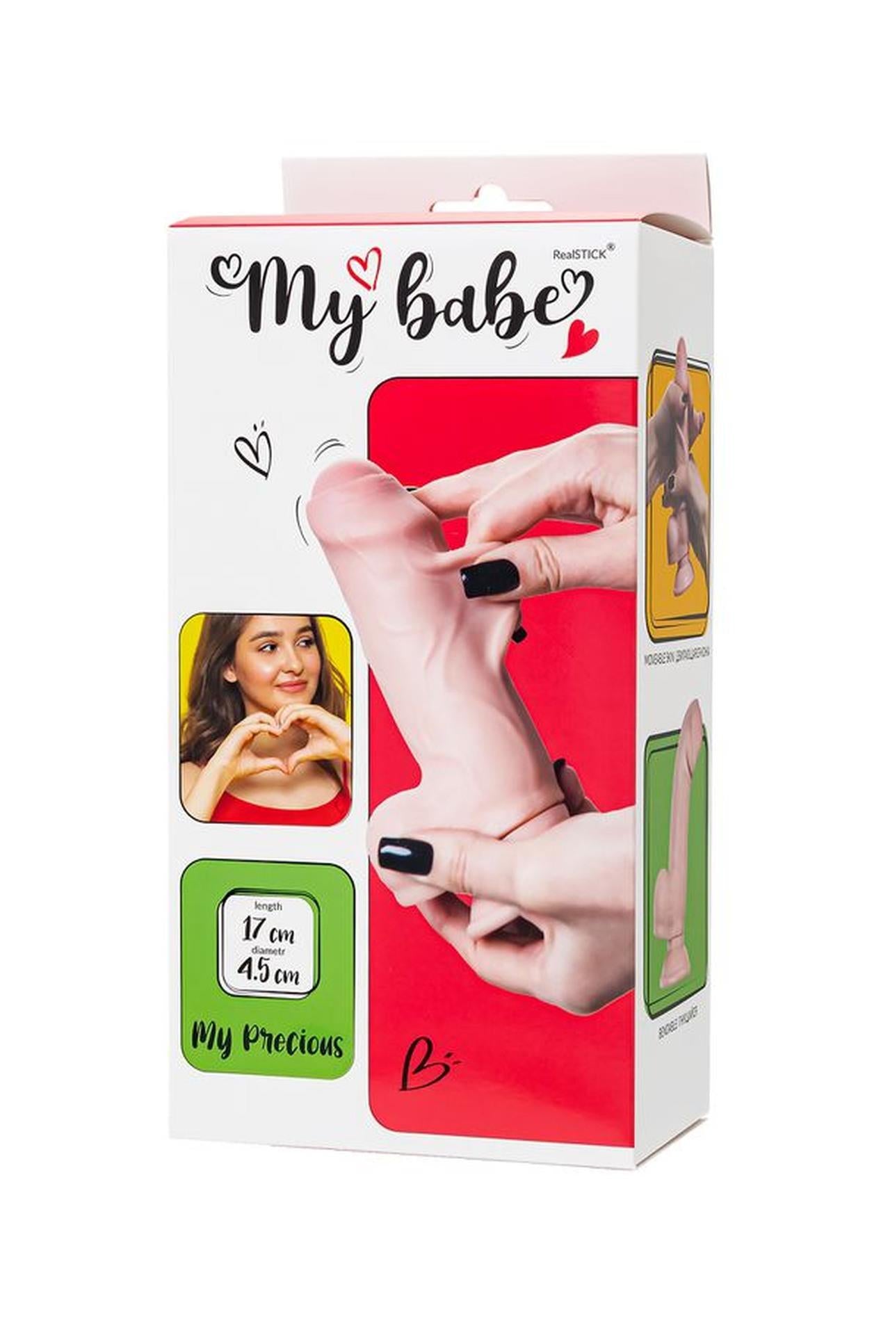 Dildo realist My Babe de RealStick, culoarea pielii, TPE, 17 cm