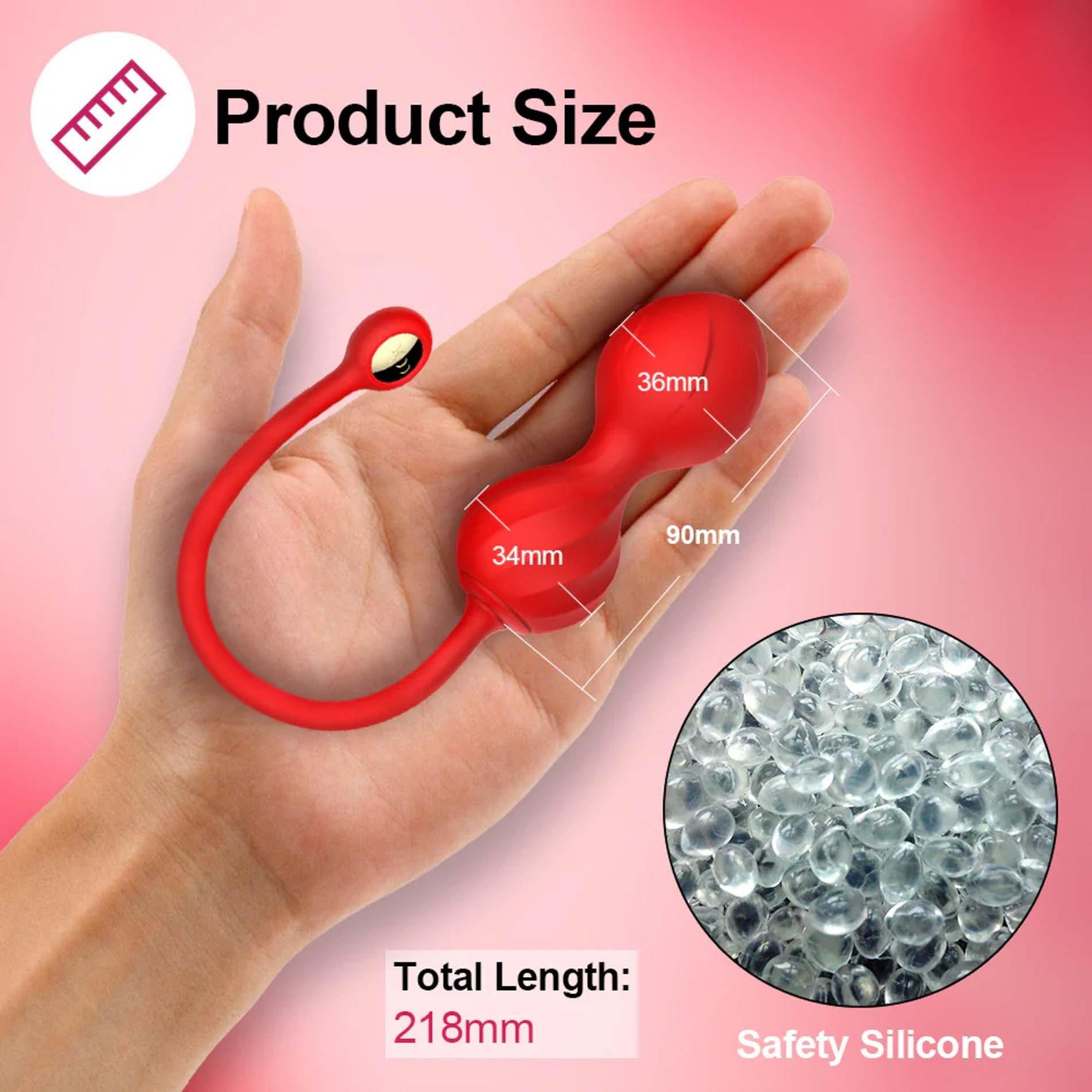 Bile Kegel Premium Lovesecret cu aplicație, silicon roz, USB, 22 cm