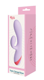 Vibrator USB Dream Toys Duo din silicon cu două tone, în formă de iepuraș, 19 cm