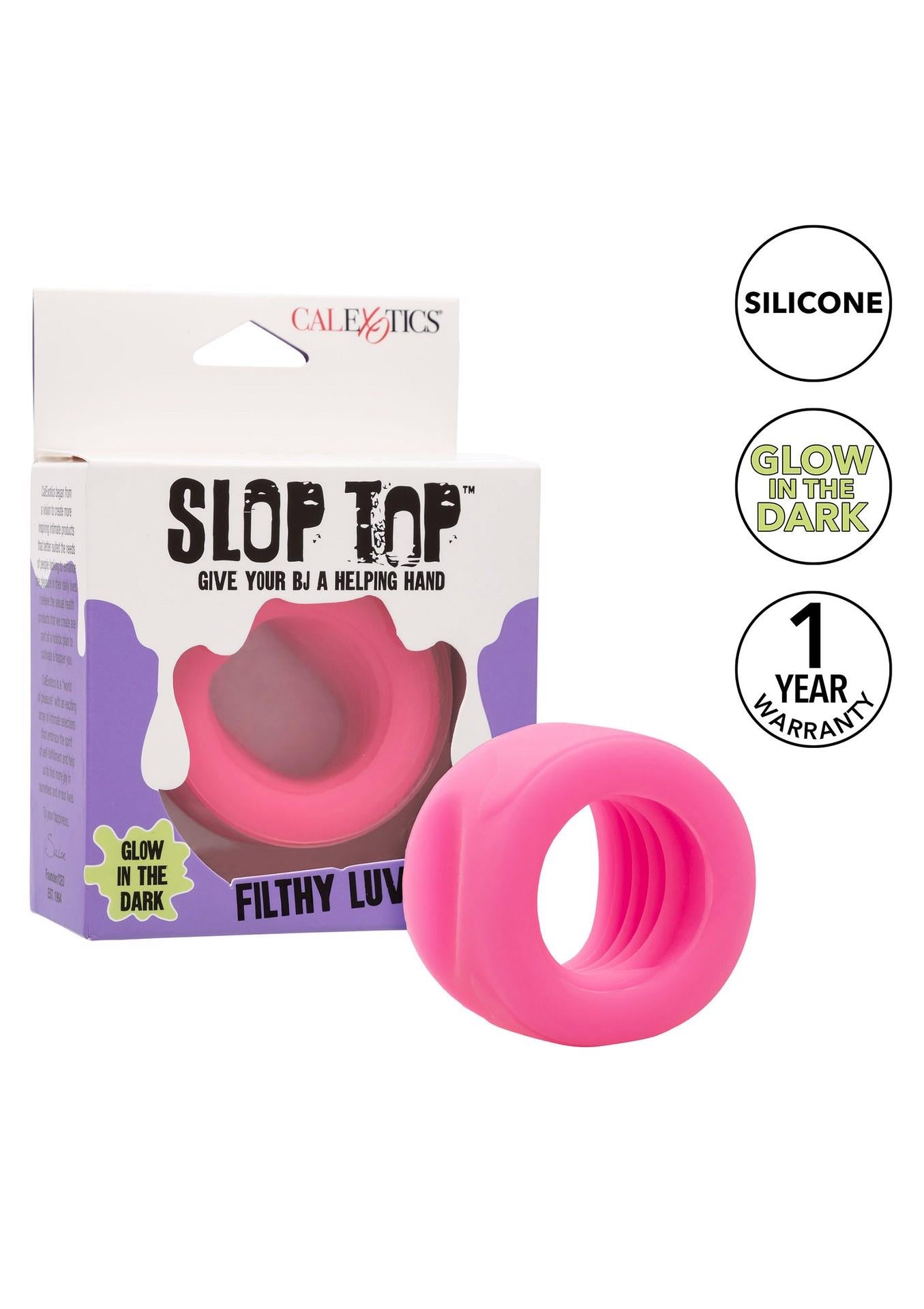 Inel pentru penis din silicon Calexotics Slop Top Filthy Luv, roz
