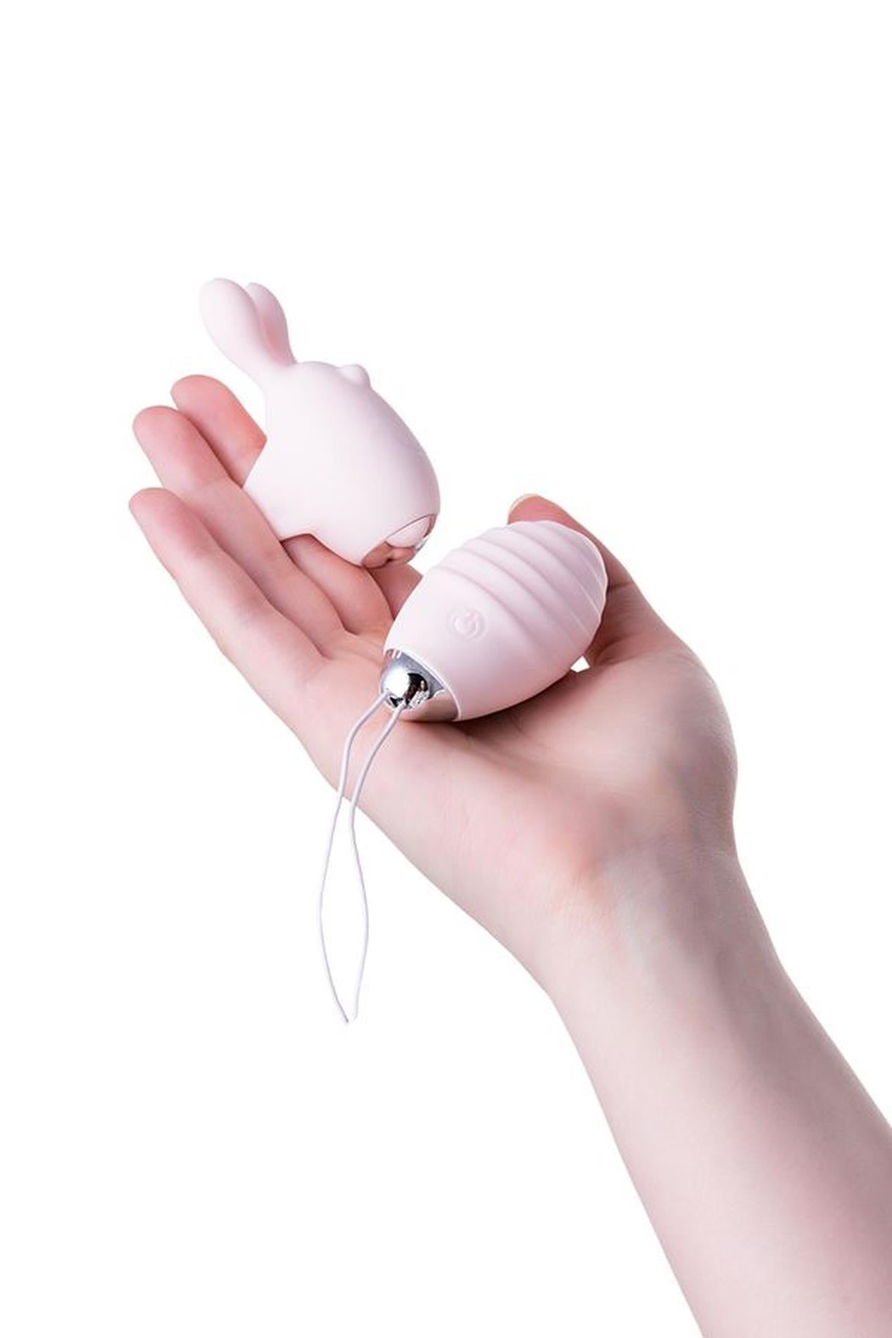 JOS VITA Ou vibrant pentru deget cu capac, roz pudrat, silicon 8,5 cm