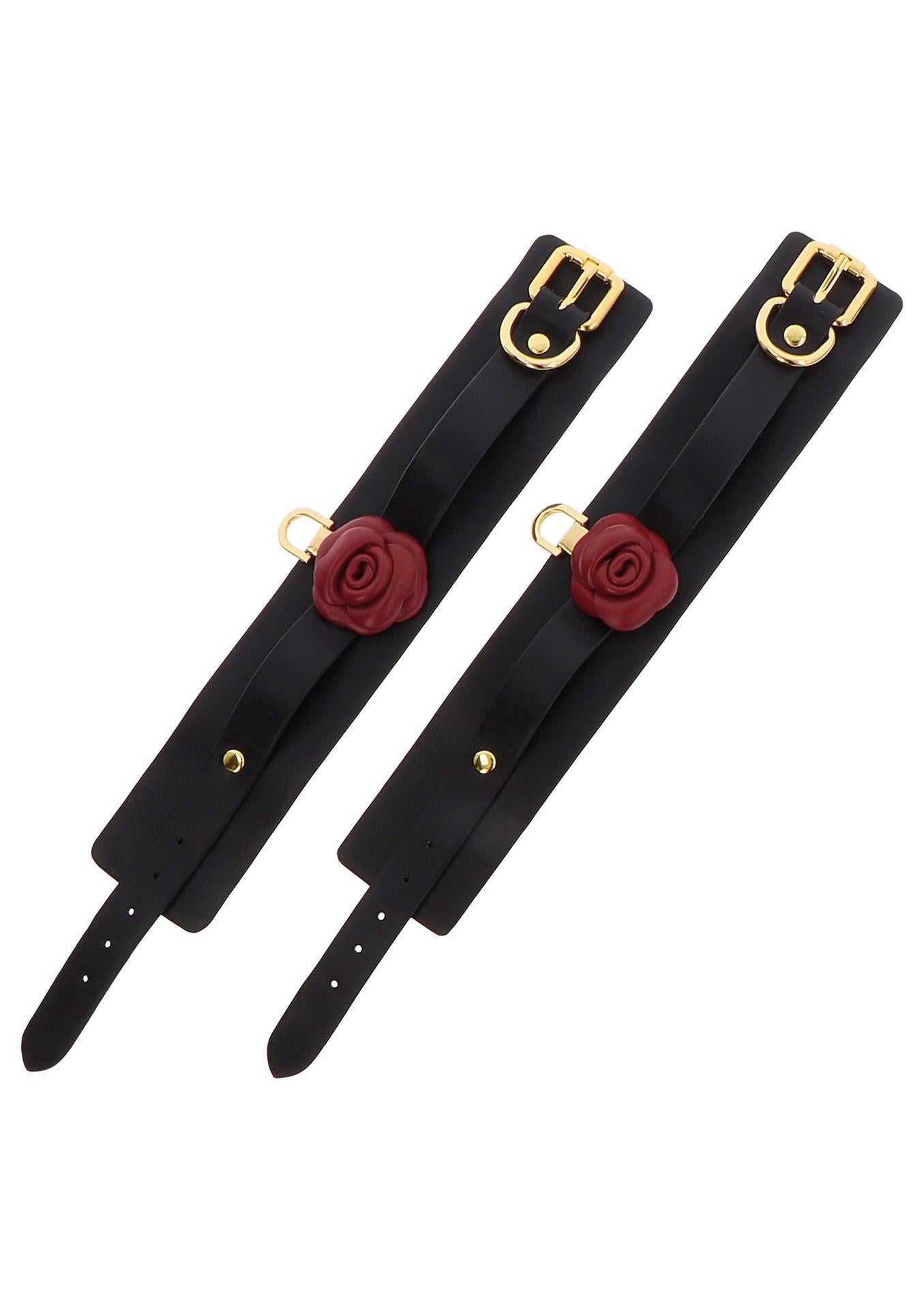 Cătușe Taboom Wild Roses cu trandafir, negre