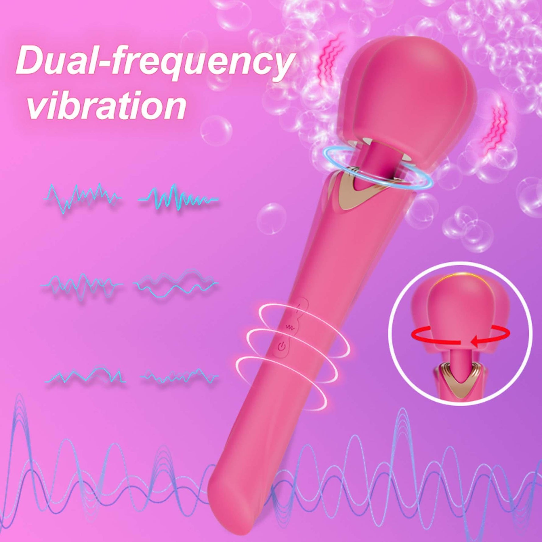 Aparat de masaj vibrant Perfect Wand, silicon roz, USB