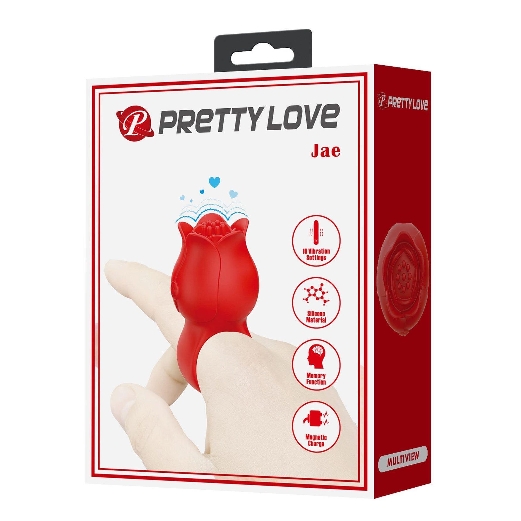 Inel vibrant JAE Pretty Love din silicon roz cu 10 moduri