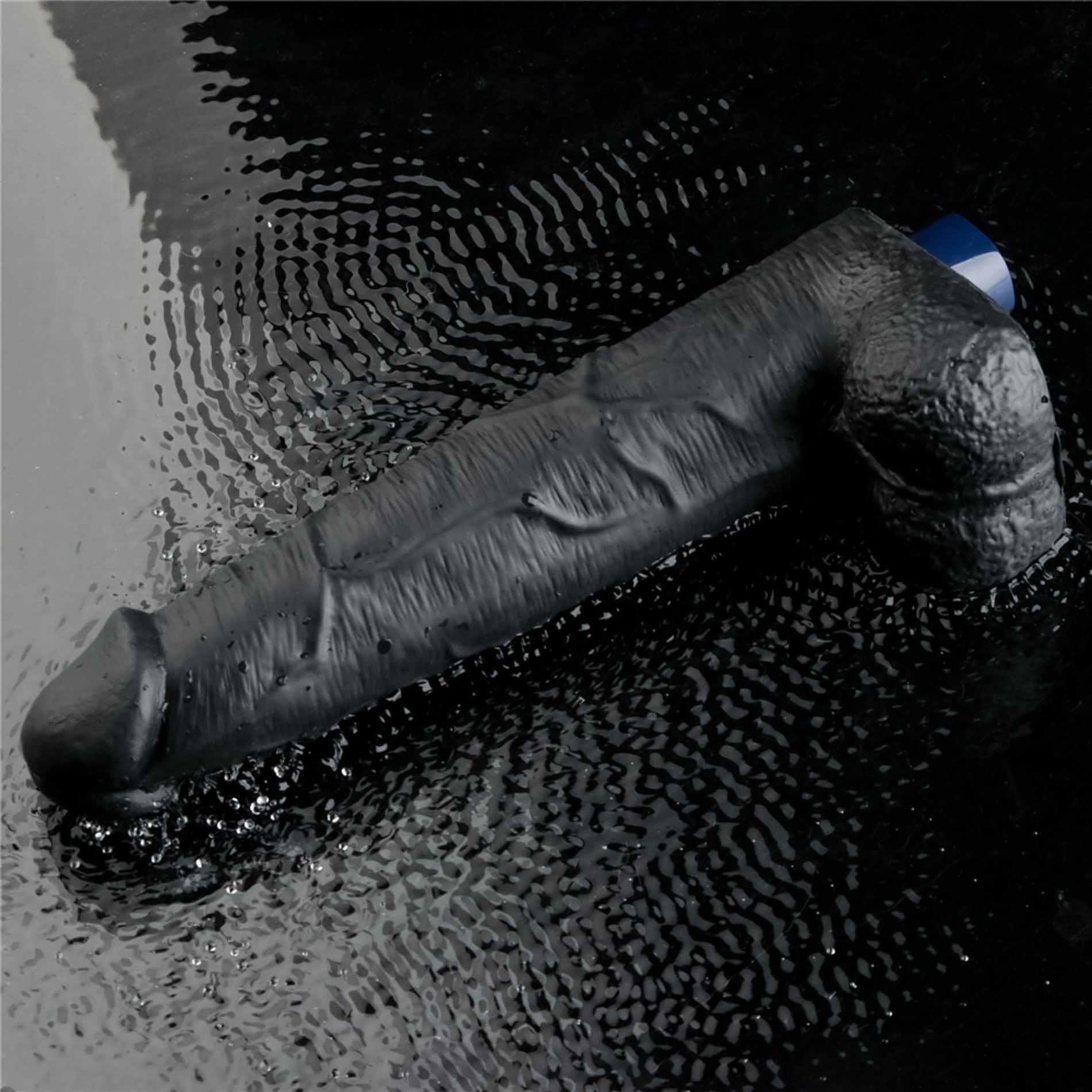 Dildo vibrant realist Lovetoy TPE negru 27cm reîncărcabil