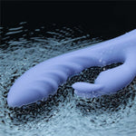 Vibrator USB Lovetoy Swirl din silicon, formă de iepuraș, 20,5 cm
