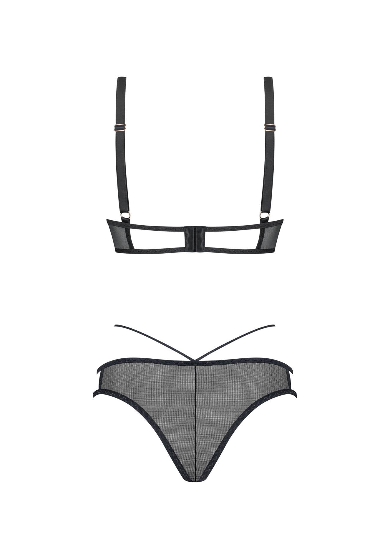 Set lenjerie din tul brodat Obsessive Vila Blanes M/L