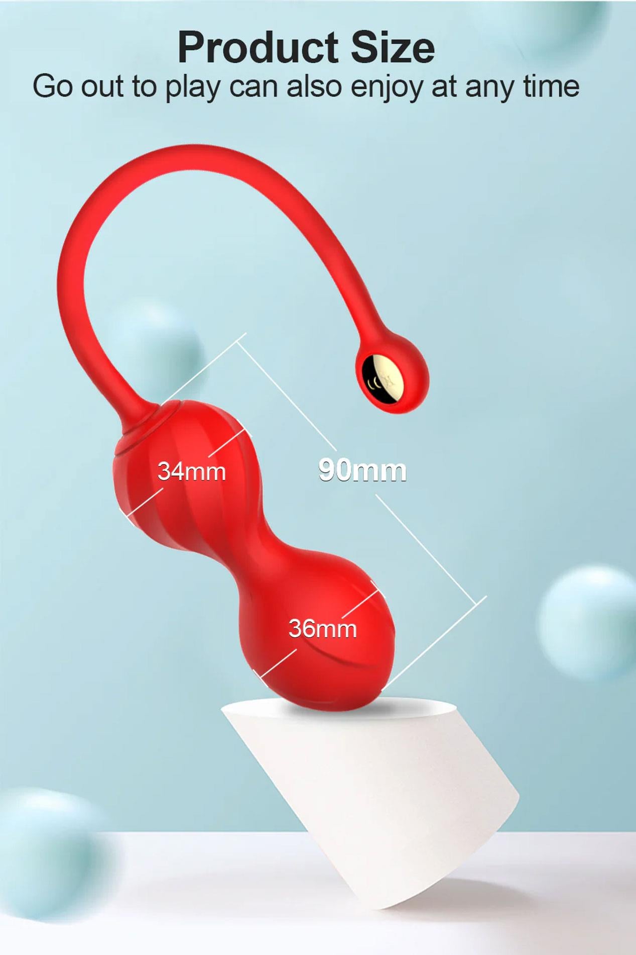 Bile Kegel Premium Lovesecret cu aplicație, silicon roz, USB, 22 cm