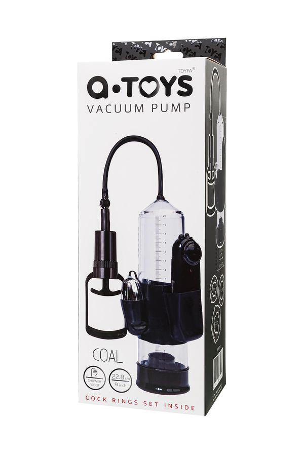 Pompă vibratoare pentru penis A-Toys, transparentă, neagră, 22,8 cm