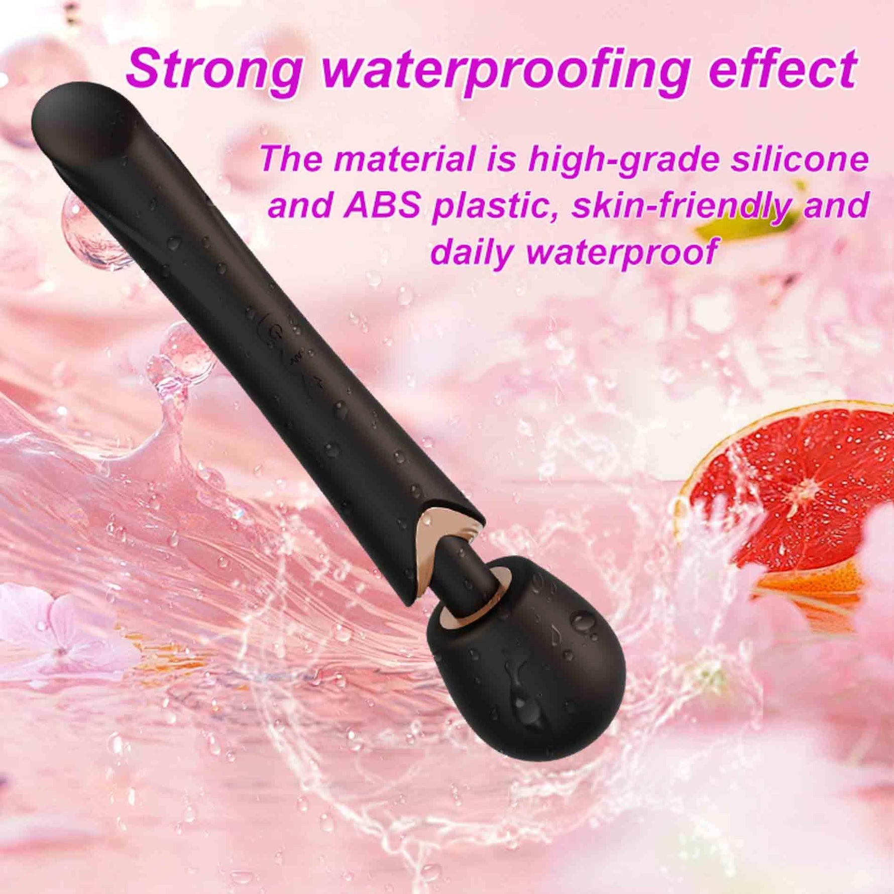 Masaj vibrant Perfect Wand din silicon, negru, USB