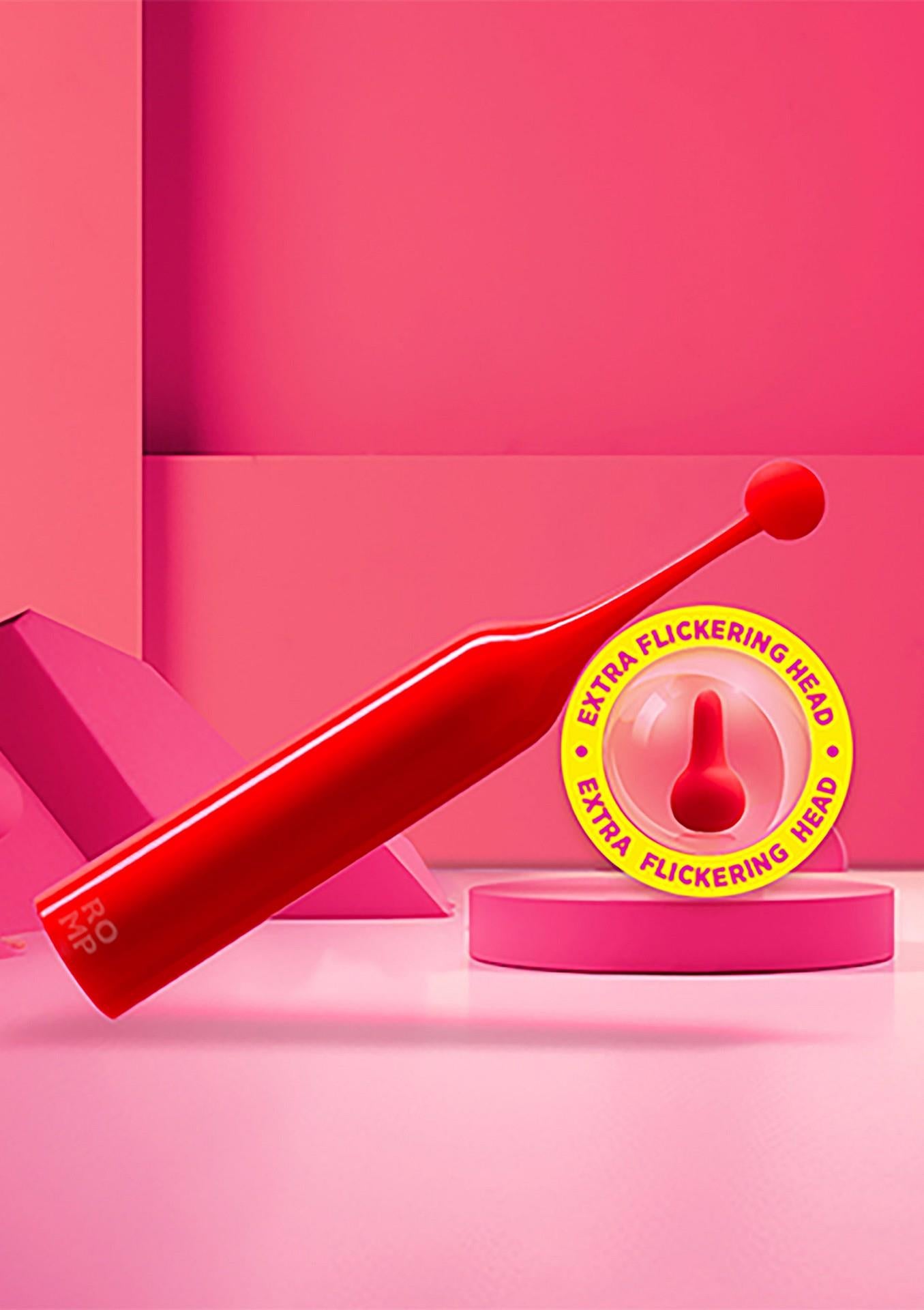 Vibrator ROMP Pop Roșu cu Capete USB Interschimbabile