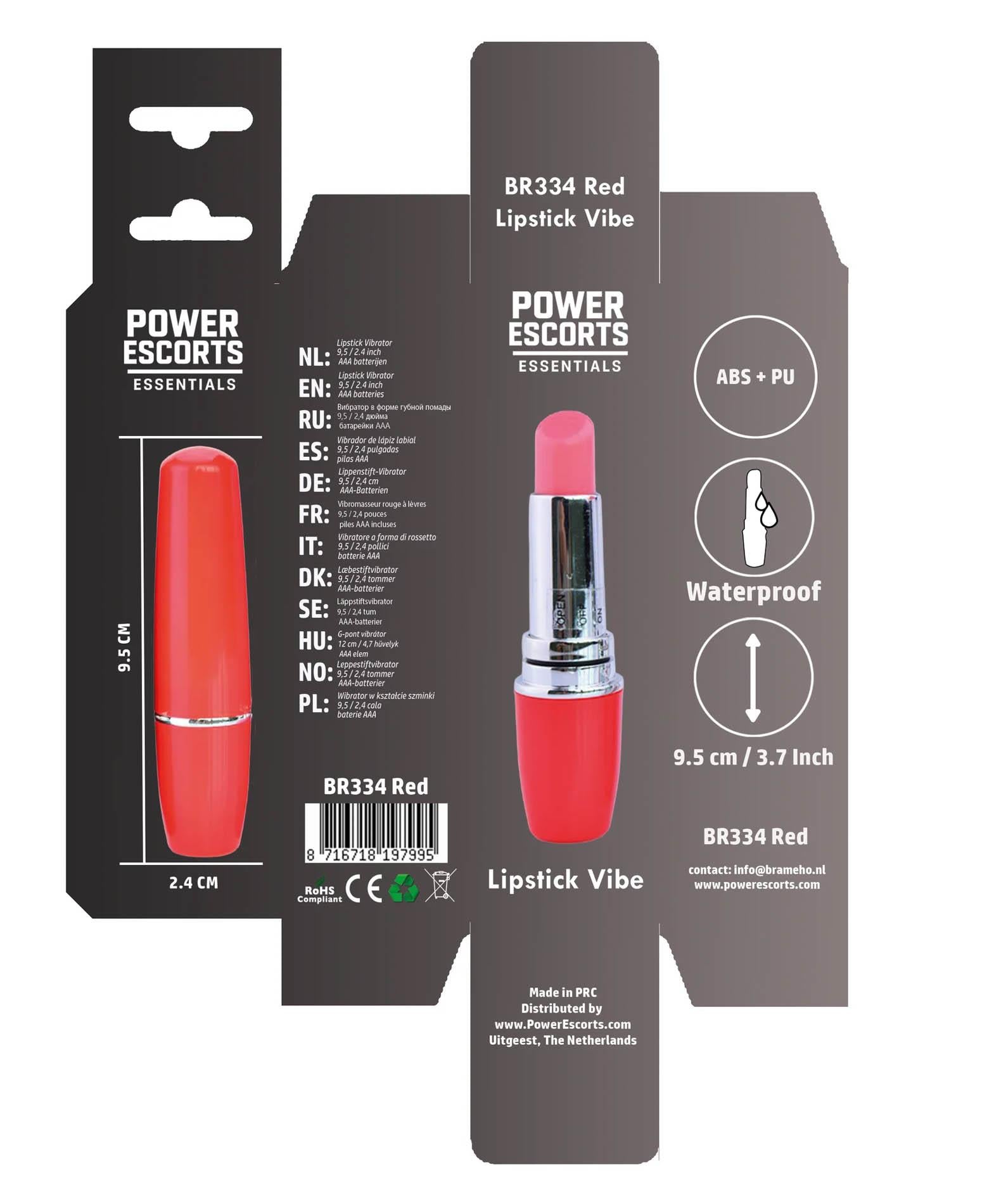 Vibrator mini ruj Power Escorts roșu 9,5 cm