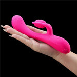 Vibrator USB Lovetoy LAllure Swirl din silicon, în formă de iepuraș, 20 cm