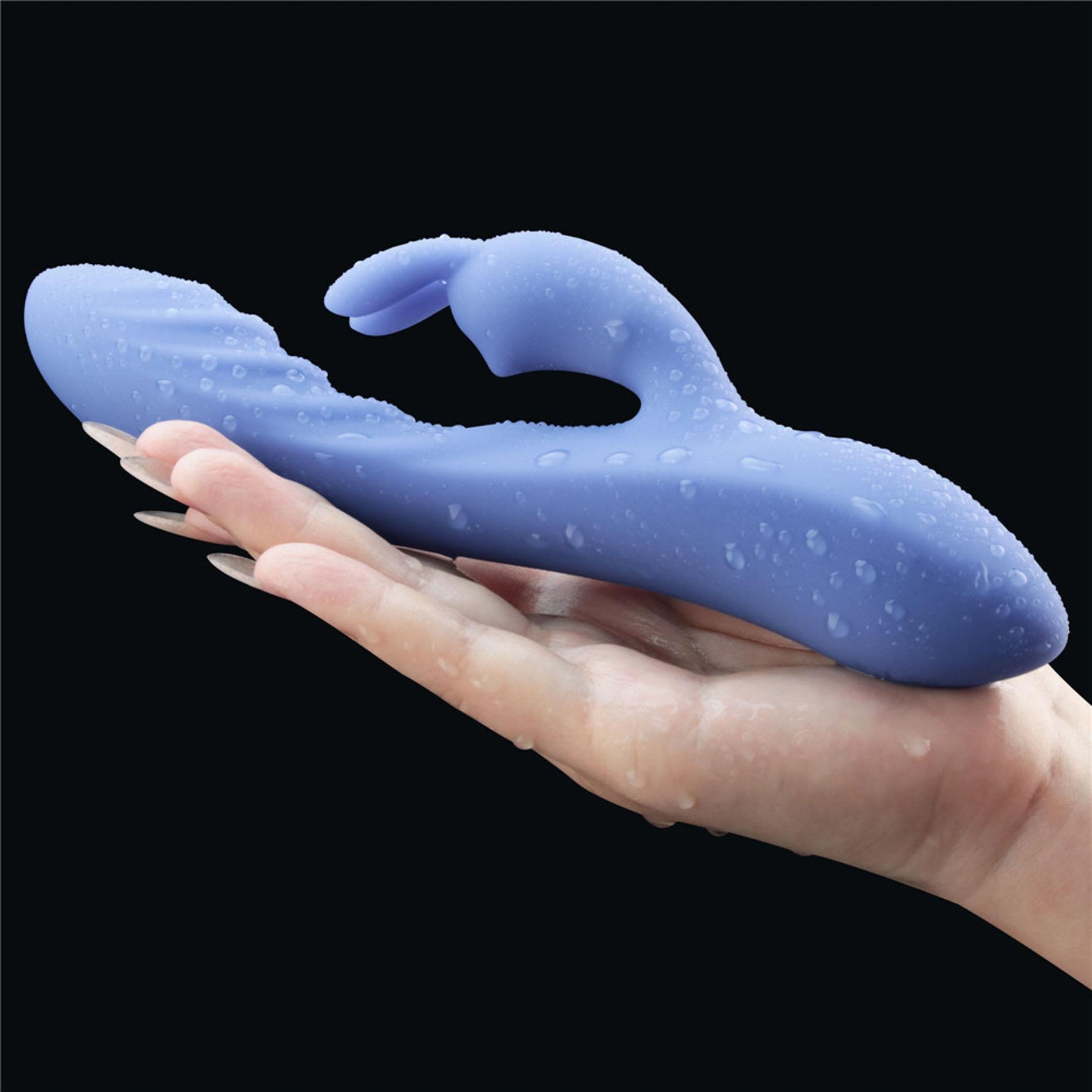 Vibrator USB Lovetoy Swirl din silicon, formă de iepuraș, 20,5 cm