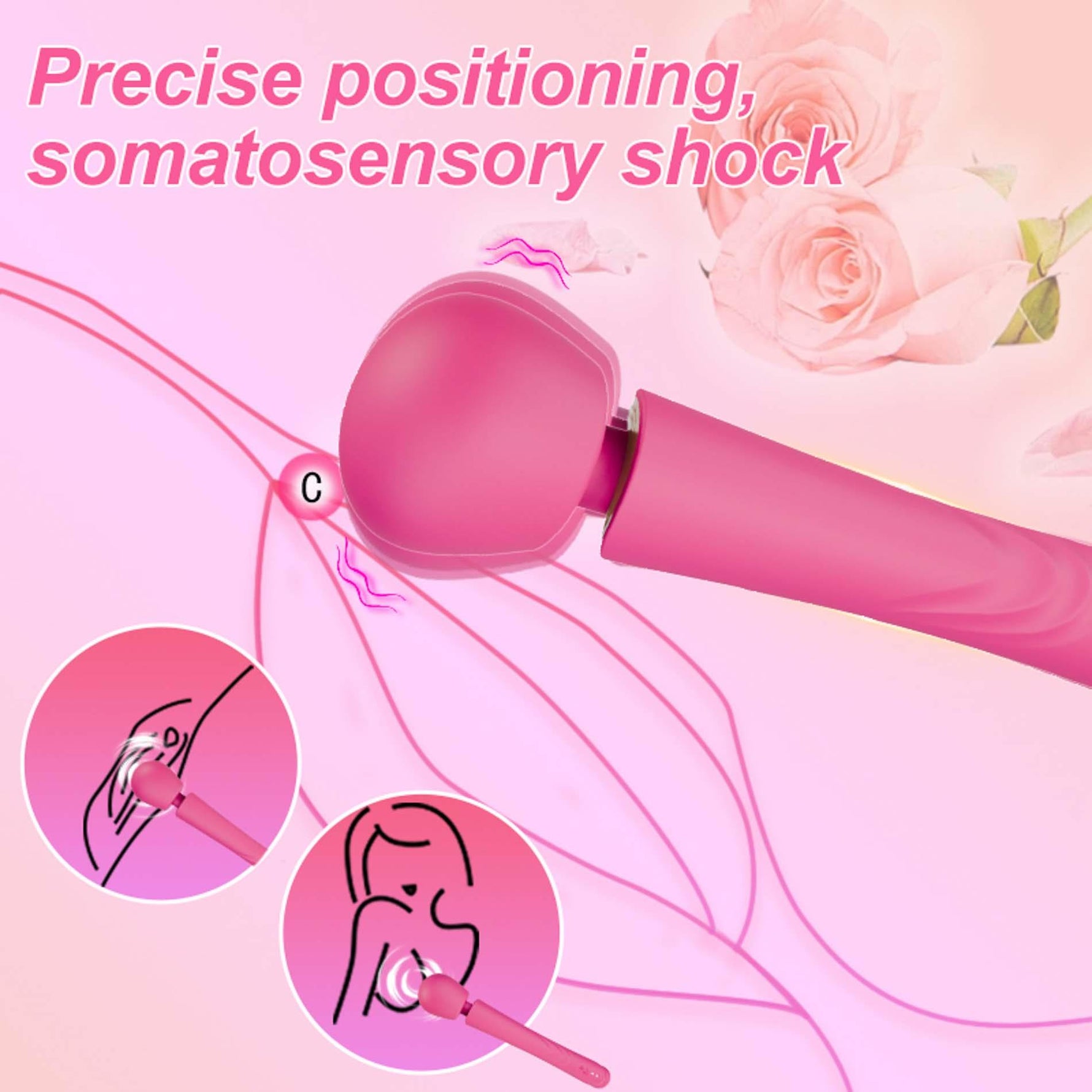 Aparat de masaj vibrant Perfect Wand, silicon roz, USB