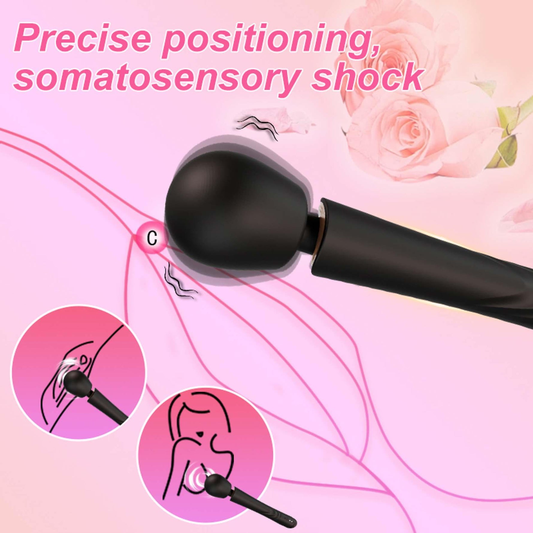 Masaj vibrant Perfect Wand din silicon, negru, USB