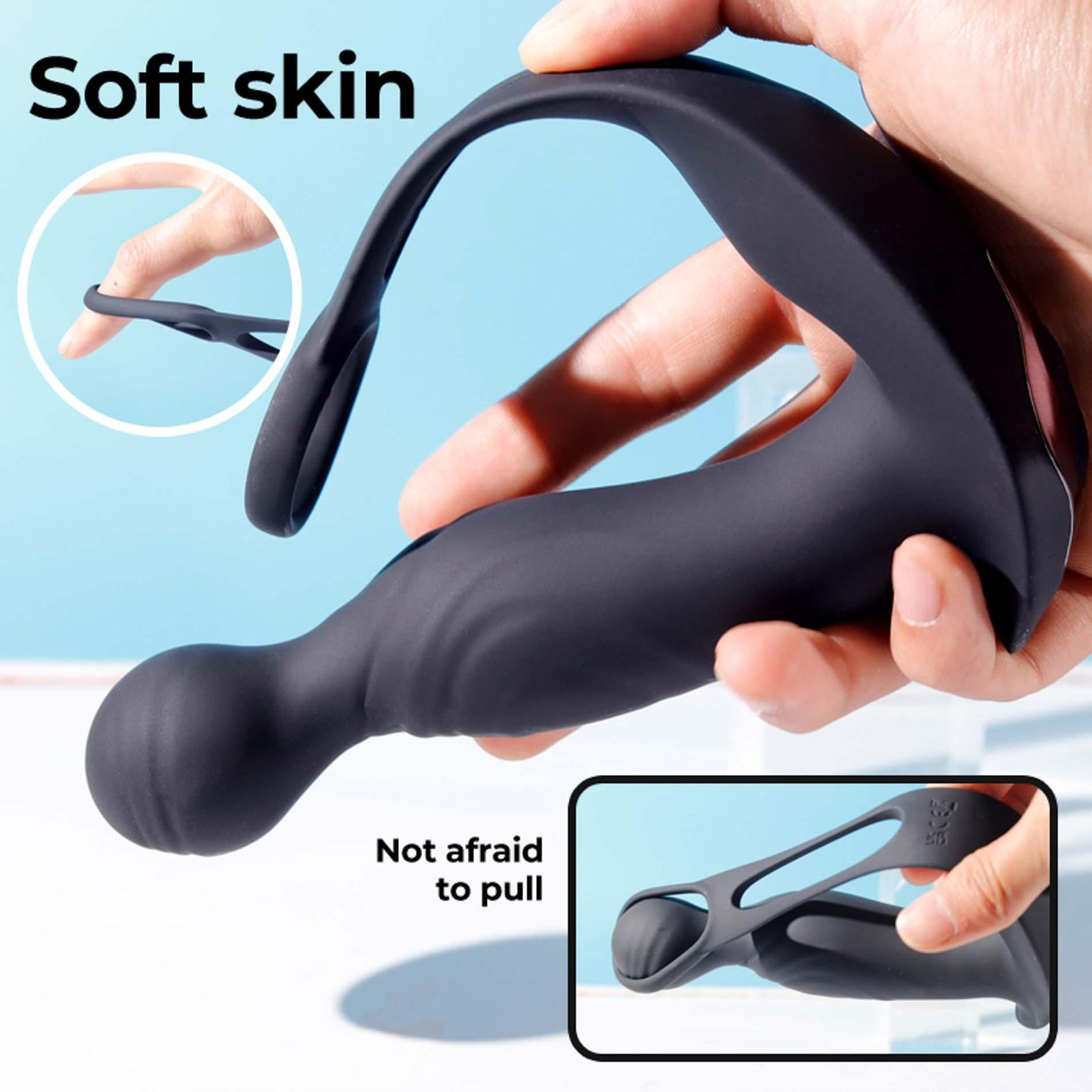 Masaj de prostată cu valuri USB din silicon seria B, drăguț, cu telecomandă, 15 cm