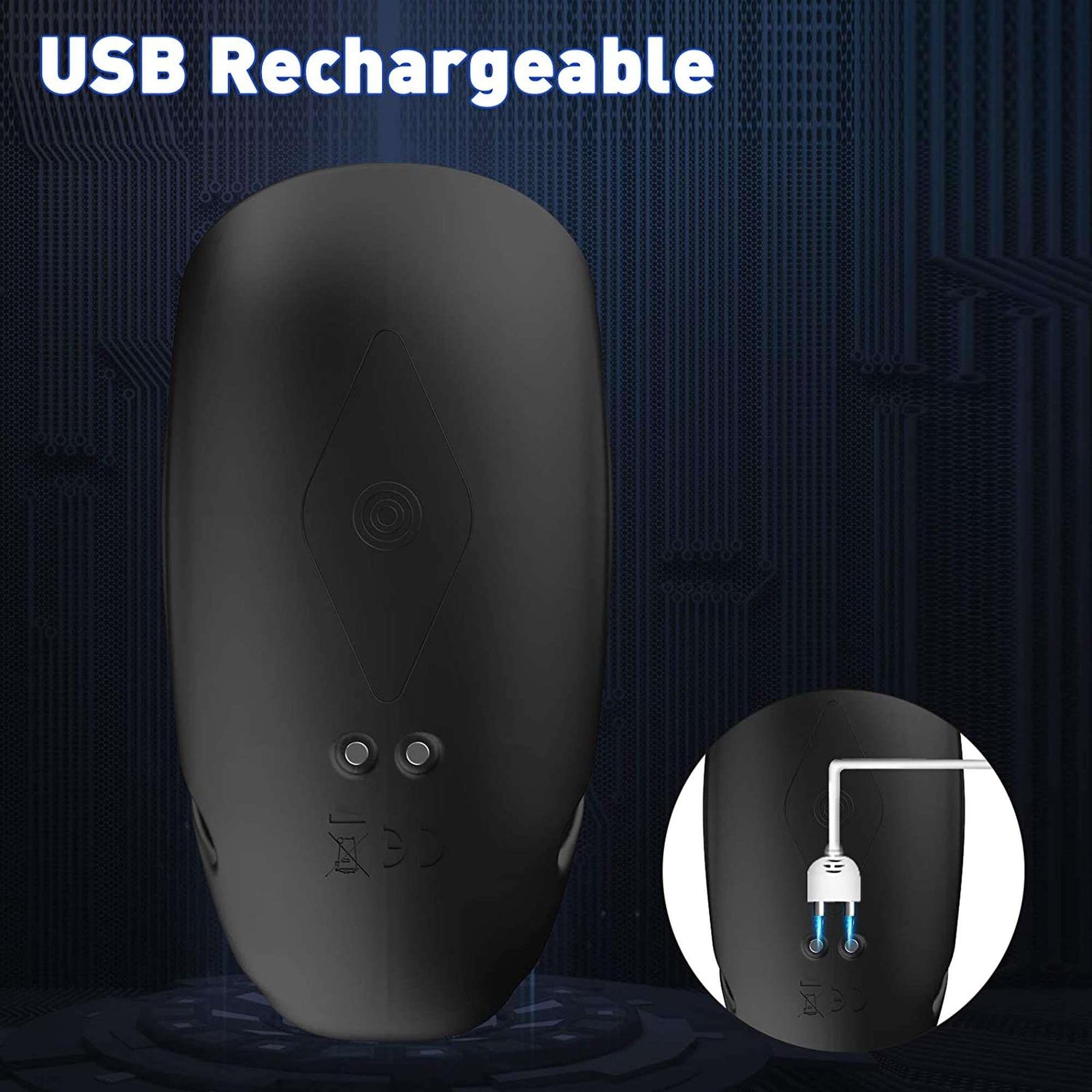 Vibrator pentru penis reglabil, portabil, din silicon USB, seria B