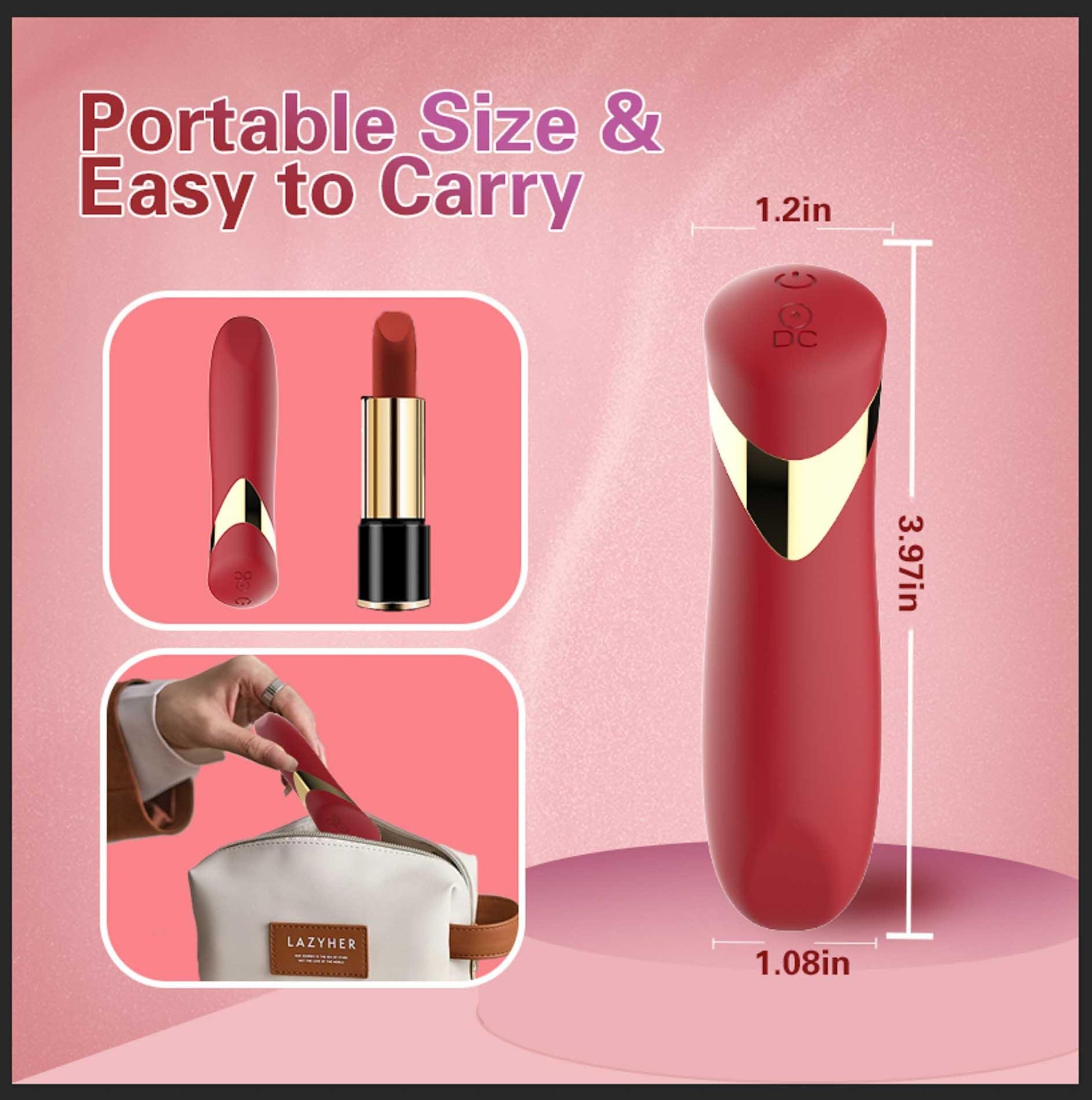 Vibrator USB drăguț din silicon roșu de 10 cm, seria B