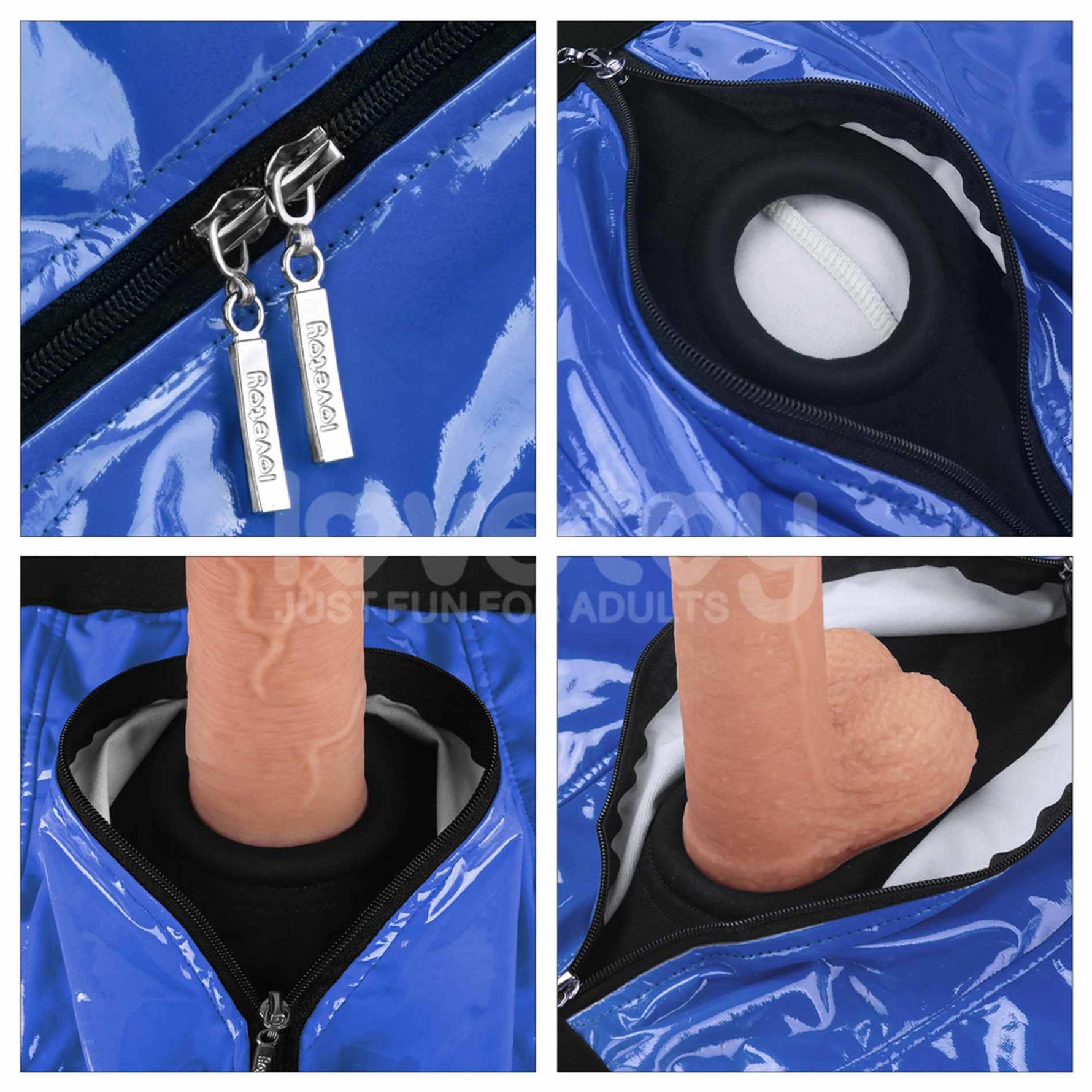 Pantaloni scurți Chic Strap-On (talie 91-99 cm) albaștri