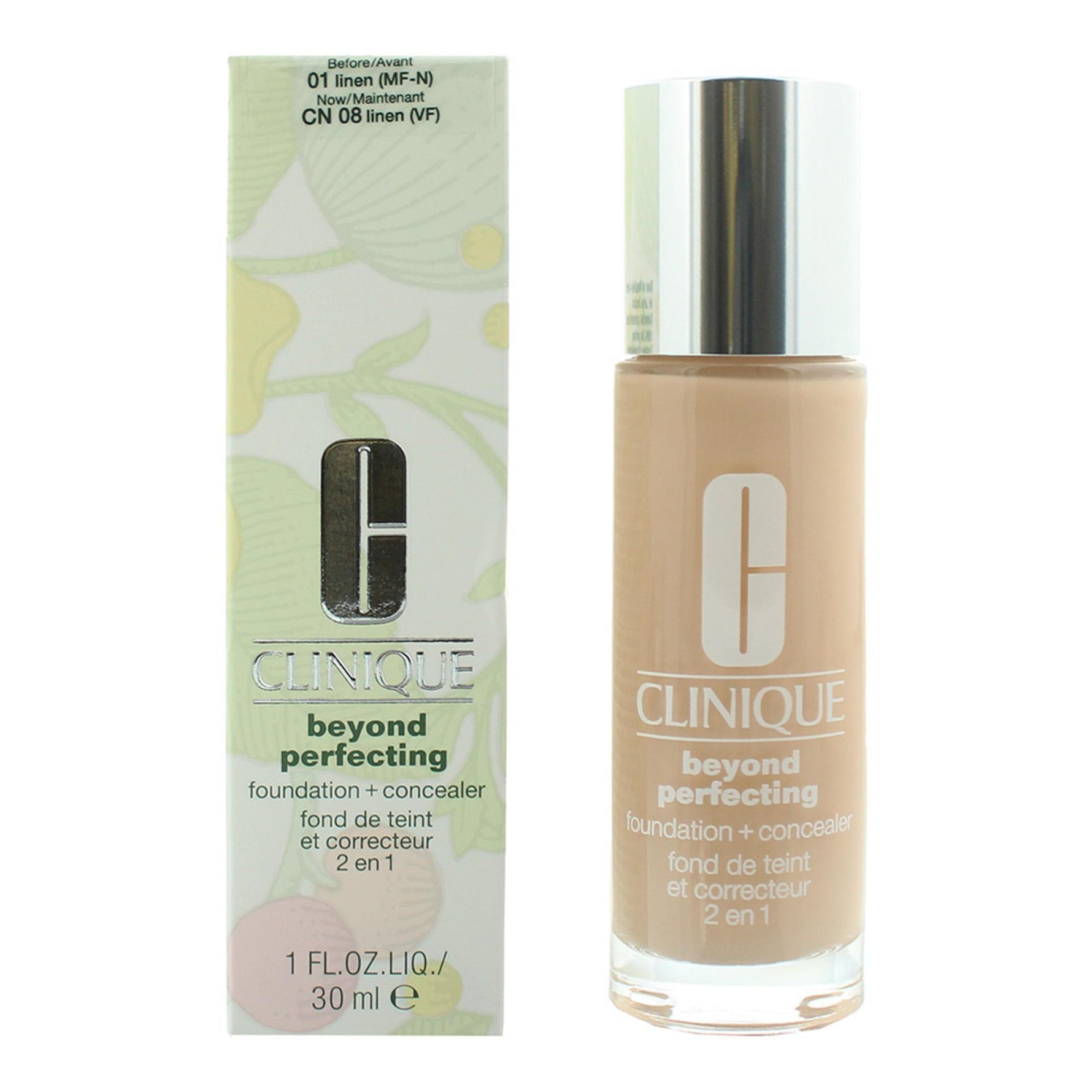 Clinique, Beyond Perfecting, Acoperire completă, Fond de ten lichid și corector 2-în-1, 01, In, 30 ml