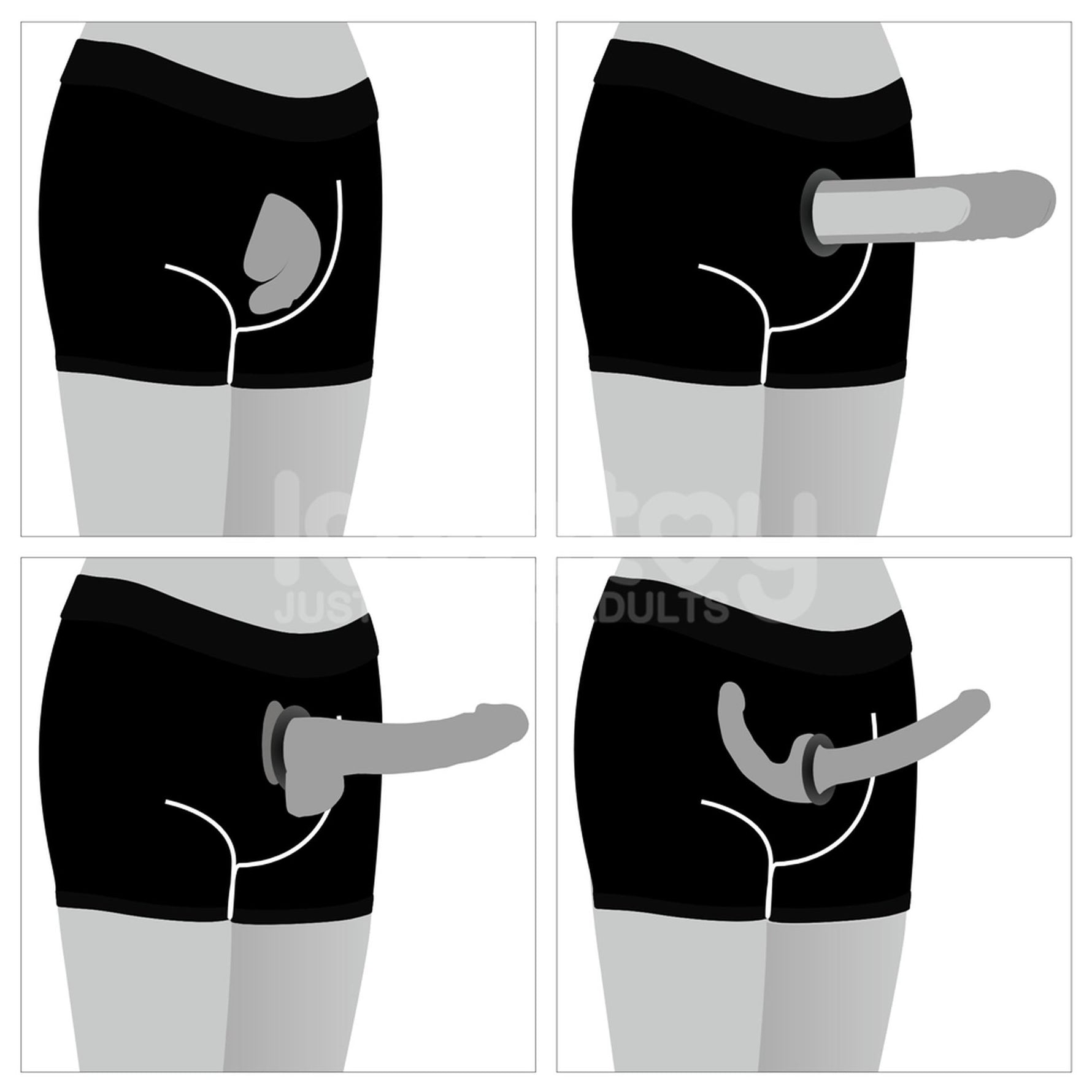 Pantaloni scurți Chic Strap-On (talie 71-79 cm) Negri