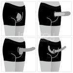 Pantaloni scurți Chic Lovetoy cu strap-on negri, talie 81-89 cm
